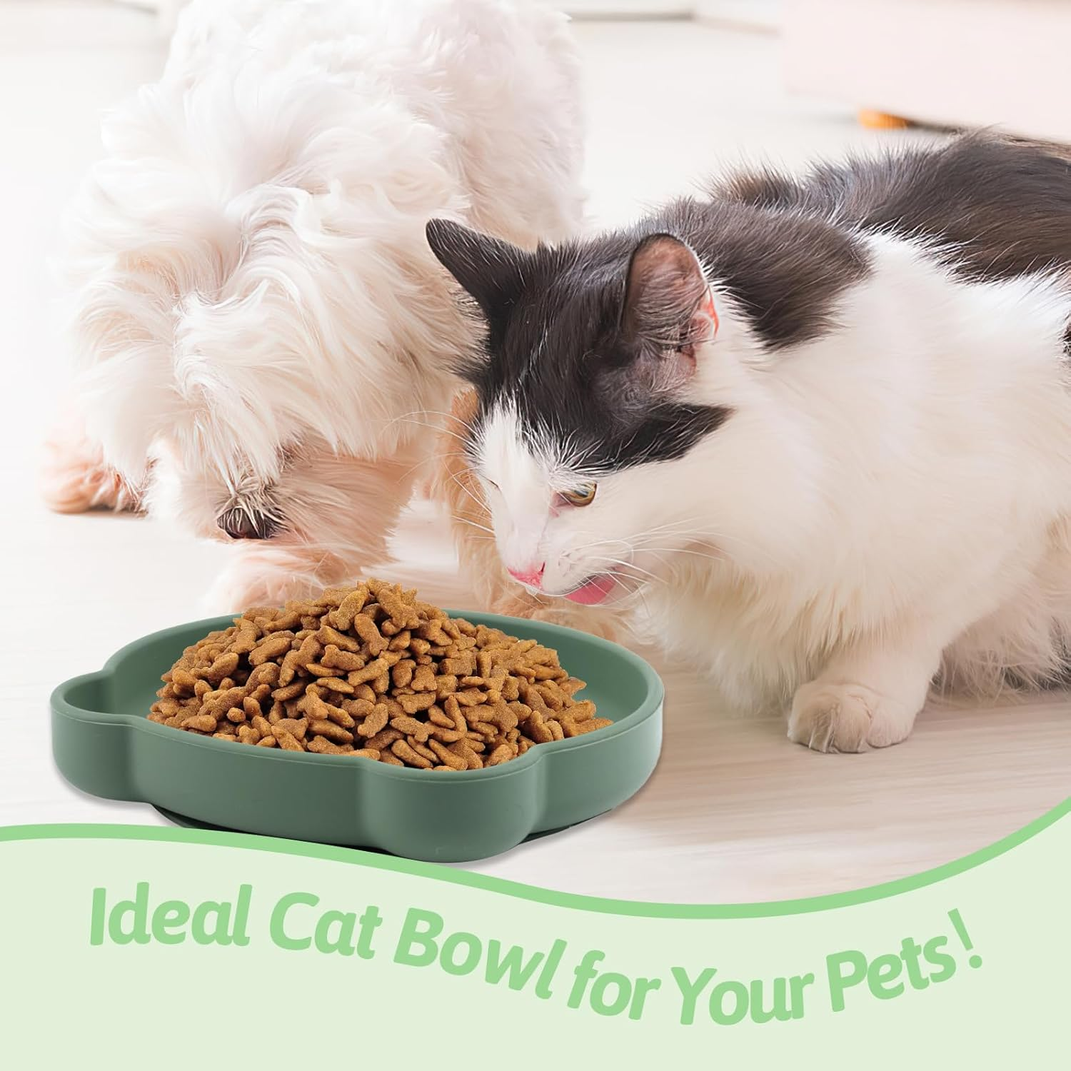 Cat Bowl, Flat Cat Bowl, Cat Feeding Bowl, Flat Cat Bowl, Silicone Bowl, Cat Drinking Bowl, Cat Bowl, Cat Food, Water Bowl for Dogs, Cats, Rabbits image number 3