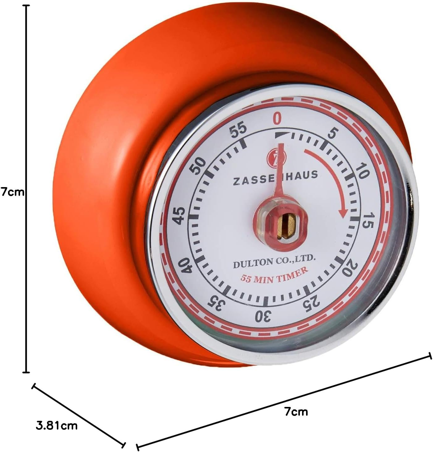 Zassenhaus Enameled Steel Speed Kitchen Timer with Magnet, Orange, 7 Cm Diameter X 3 Cm Height - Carbon image number 2