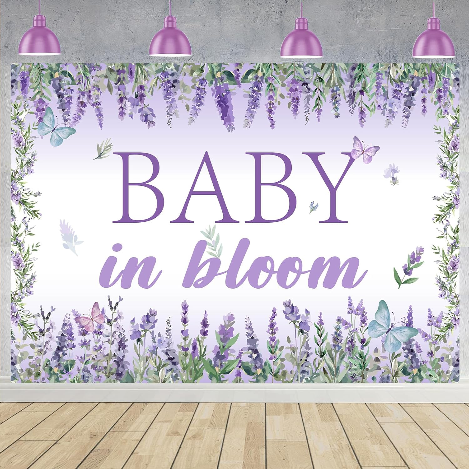Wonmelody Baby in Bloom Baby Shower Decorations Lavender Baby Shower Backdrop 7 * 5Ft Lavender Baby Shower Decorations for Girl Purple Photo Backdrop for Violet Floral Baby Shower Party image number 5
