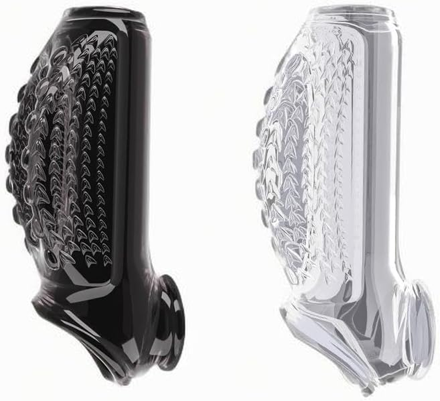 2PCS Penis Sleeve Cock Ring Extender Cock Enlarger Condom Sheath Delay Ejaculation Toys Men Couple,Clitoral Stimulation Sex Toys for Men（Titan Transparent+Black） image number 1