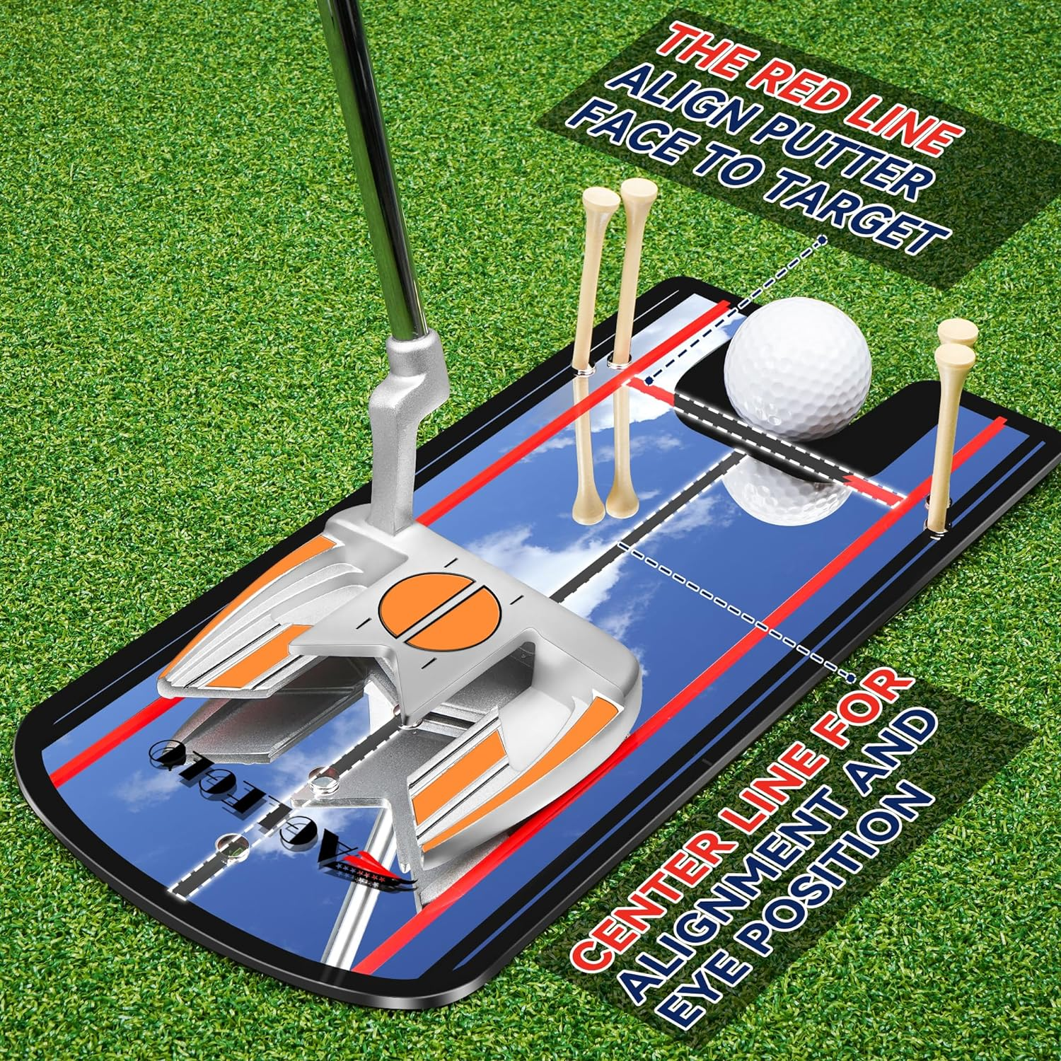 Eagleglo Golf Putting Mirror, Putting Mirror Training Aid for Golf with Putter Line Mirrored Acrylic, Putting Trainer for Golfer Align Eyes, Body, Putter Face, Golf Training Aid Equipment 12&rdquo;Lx 6&rdquo;W image number 6