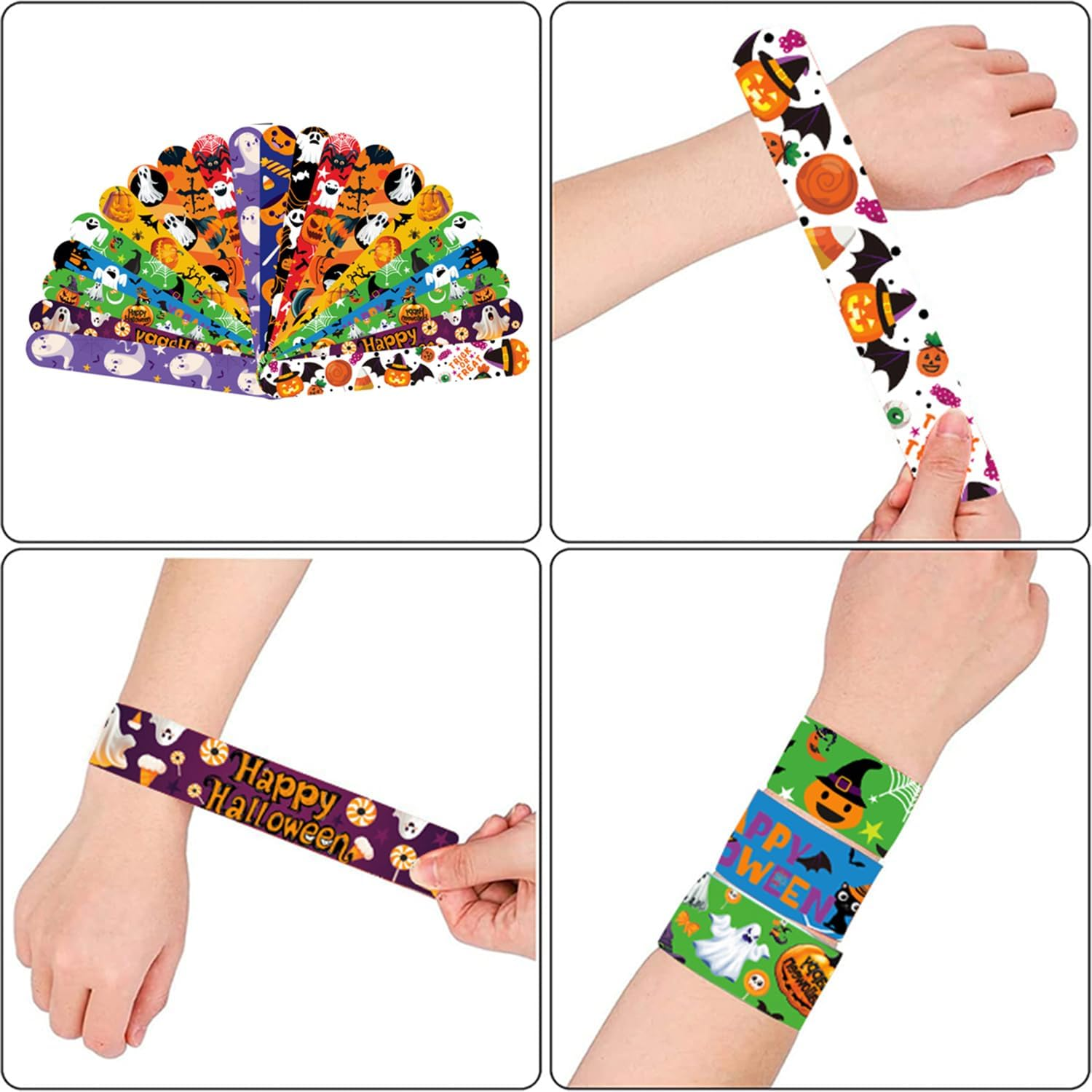 36Pcs/Pack Halloween Slap Bracelets Halloween Party Favors Friendship Bracelets Bulk for Party Supplies Snap Bracelet - Basketball image number 6