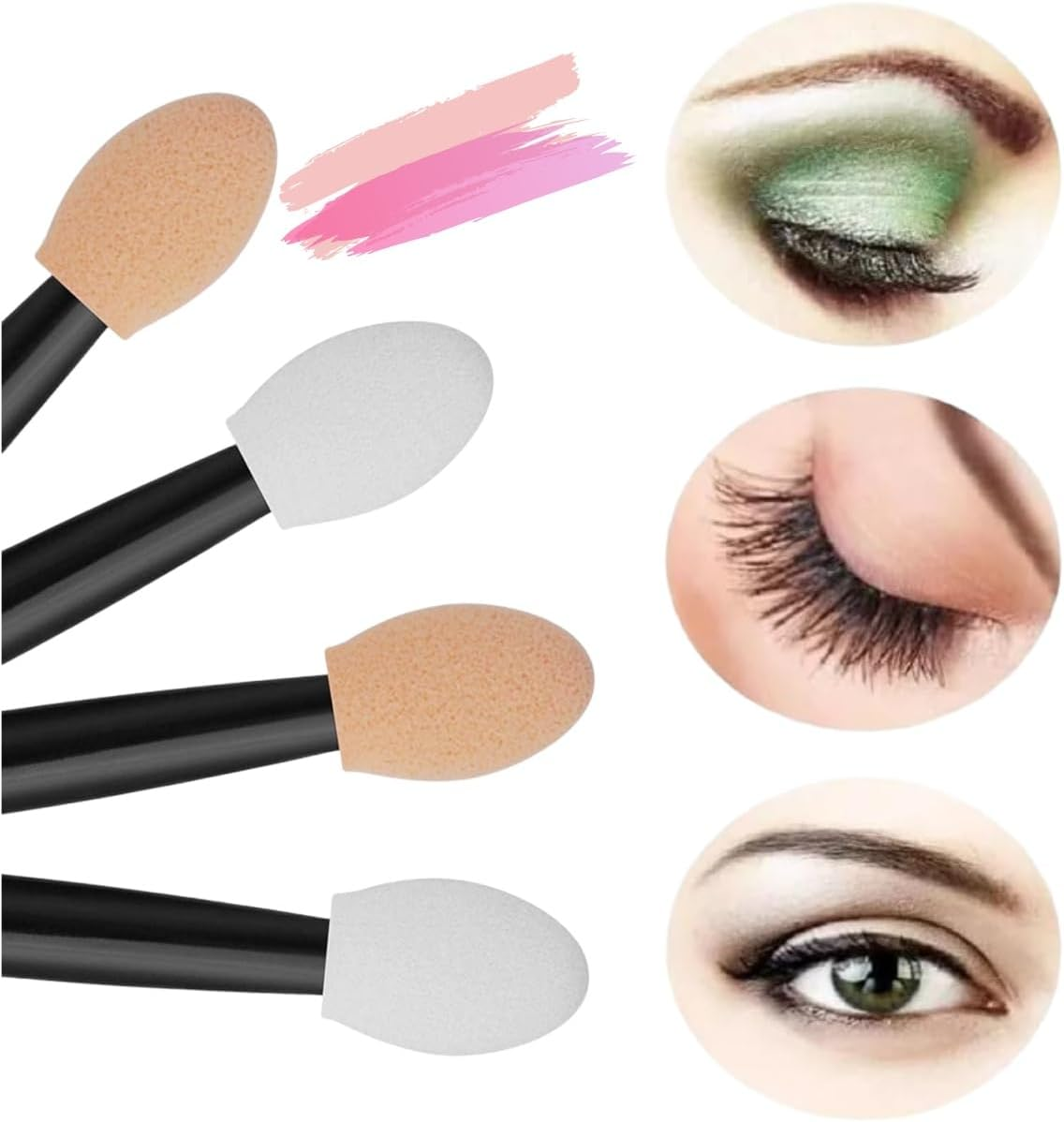 Gewaha Dual Sided Eyeshadow Brush 120Piece Portable Sponge Tipped Oval Makeup Applicator Tools for Eyeshade Popular image number 3