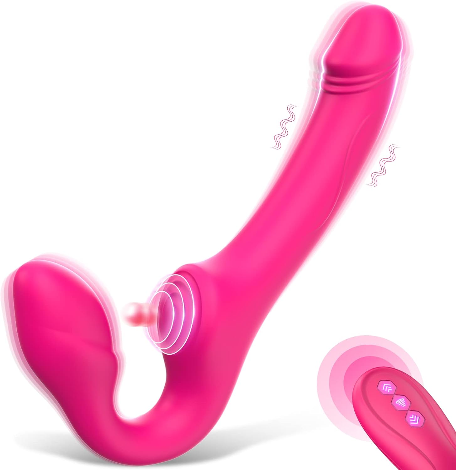 Strapless Strap-On G-Spot Dildo Vibrator for Women, Dreamyslut Anti-Slip Remote Control Realistic Double-Ended Dildo Vibrating Butt Plug with 10 Modes, Adult Sex Toys, Lesbian, Couple, Rose Toy image number 6