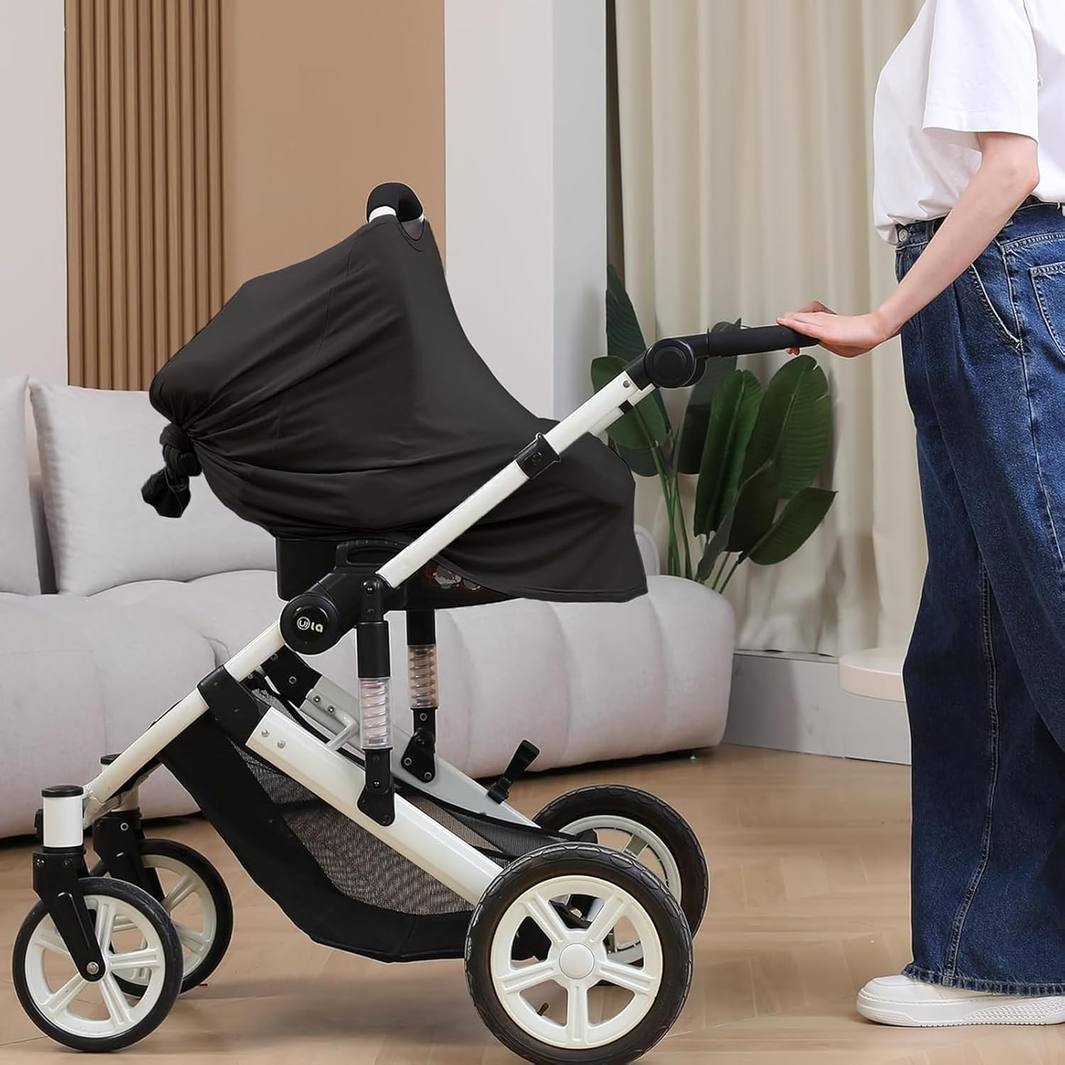 Weidllys Multi-Use Nursing Cover for Breastfeeding, 360&deg;Full Coverage Nursing Poncho, Rayon Soft & Breathable Breastfeeding Cover up (Black) image number 3