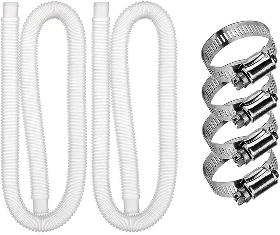 2 Pack 1.25" X 39" Pool Hose, Swimming Pool Replacement Hoses for above Ground Pools,Compatible with Intex Filter Pumps 607, 637, 330GPH, 530GPH, 1000GPH, with 4 Metal Clamps image number 4