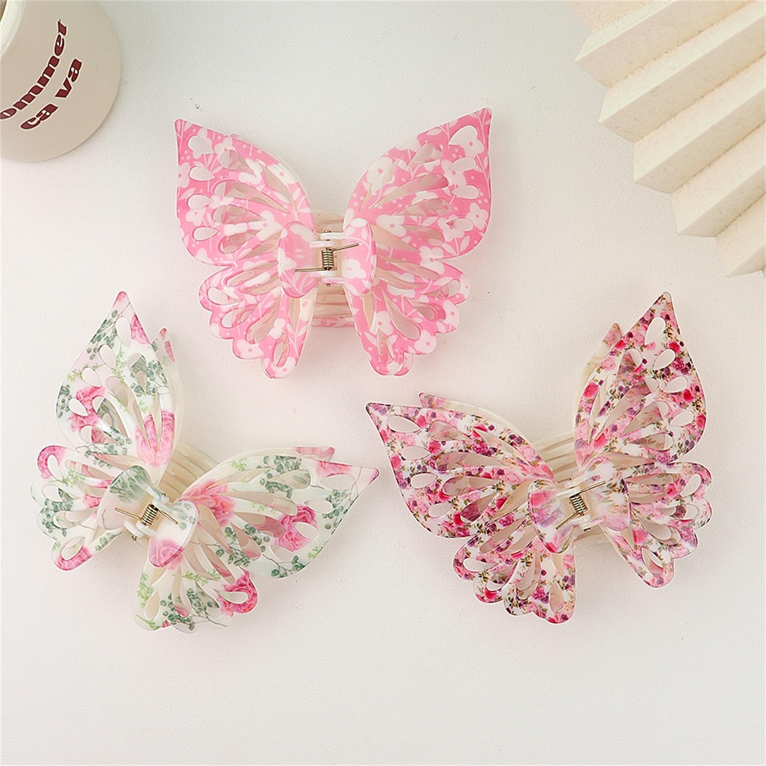 Butterfly Hair Clips Claw Clips for Women - Matte Big Cute Clips for Thick & Medium Hair (3Pcs) image number 2