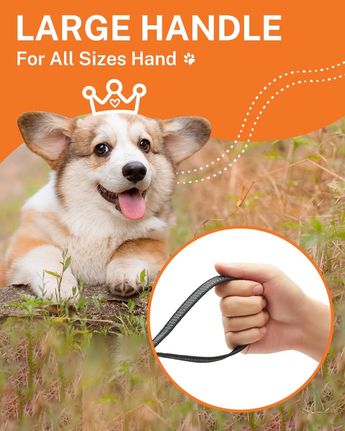 Toozey Recall Lead for Dogs 10 M Rubberised Dog Lead for Small to Large Dogs with Hand Loop and Storage Bag - Black (Width 2.0 Cm) image number 4