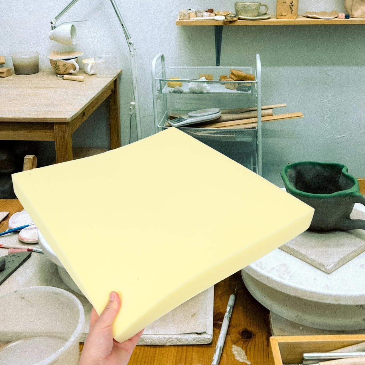 Tofficu Pottery Foam Pad 17.68X17.68 Inch, Square Craft Sheet for Glazing & Pressing, Table Runner Mold Tool, Making Bowls Plates, Ceramic Painting Supplies image number 6