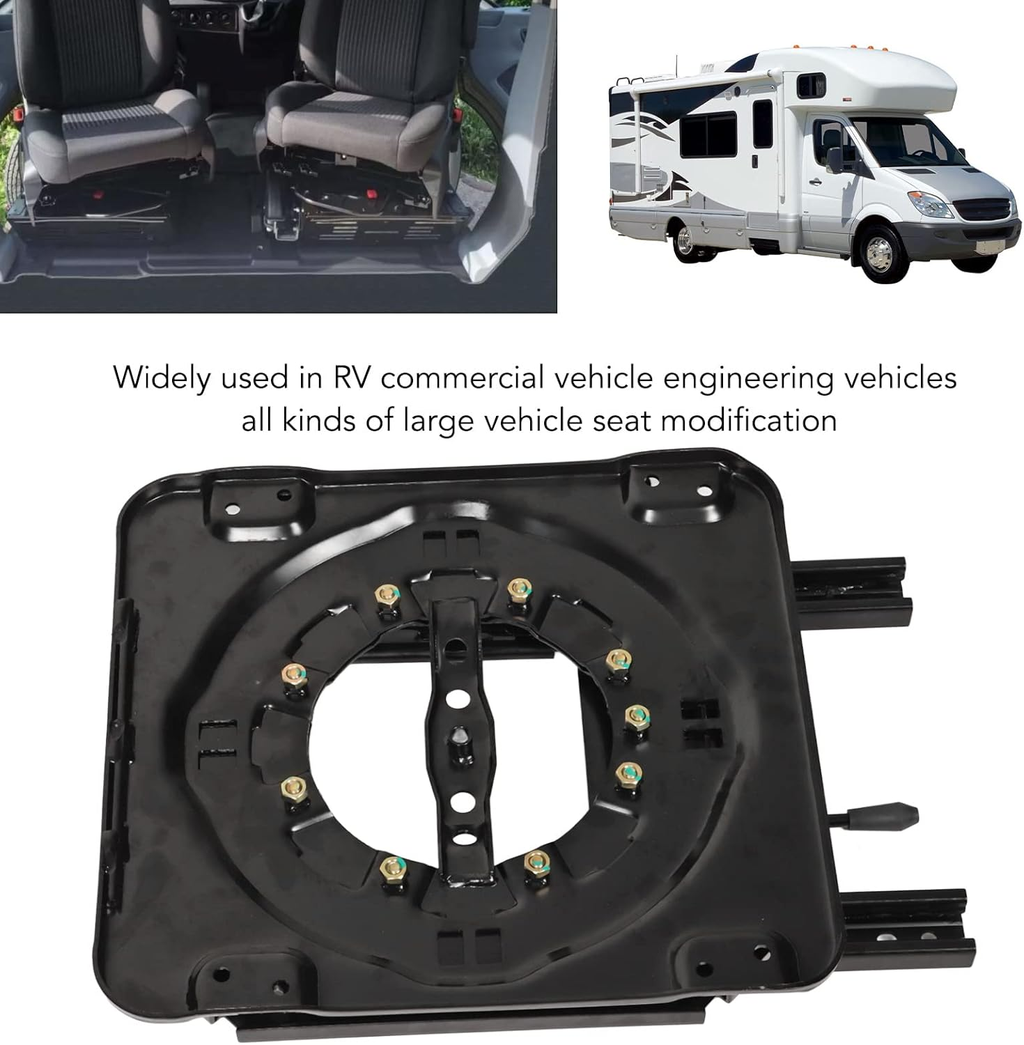 Sorandy Heavy Duty Swivel Base with Sliding Track 360 Degree Rotatable for RV Van Boat Truck Commercial Vehicle Engineering Vehicle Modification image number 4