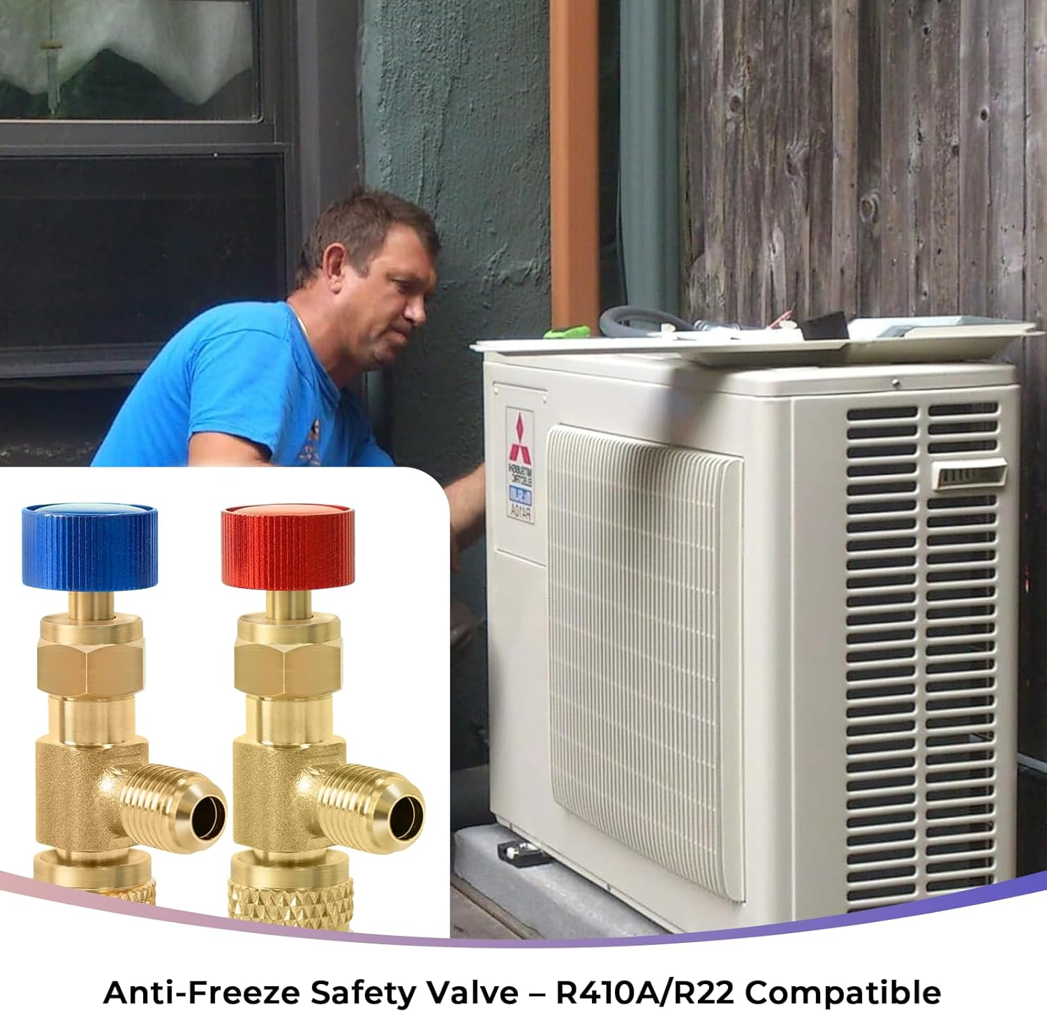 MAEZOE 2 Pcs Efficient R22 R410 Refrigerant Charging Valve Air Conditioning Liquid Safety Valve Copper Flow Control Valve image number 1