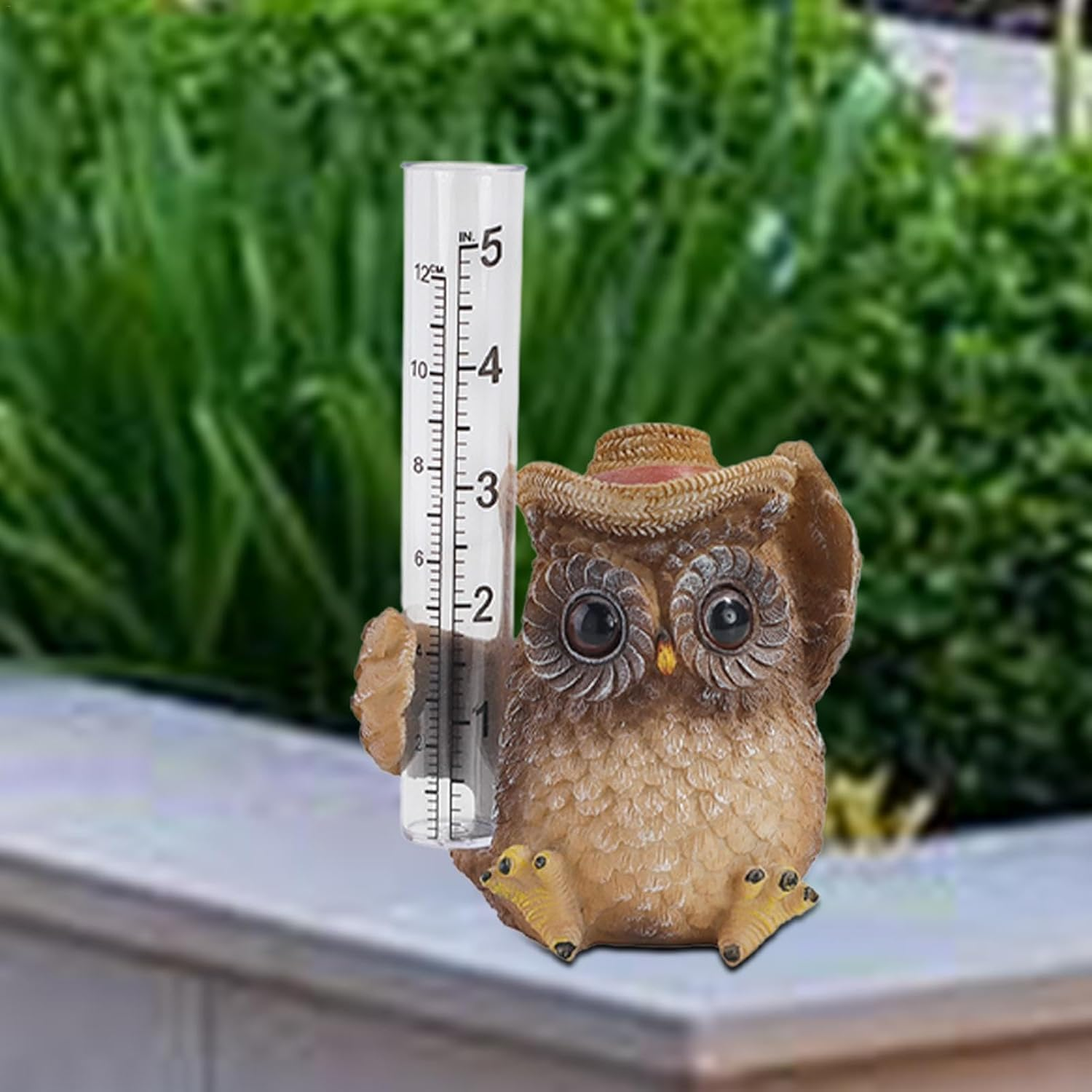Limcryspp Owl Animal Sculpture Rain Gauge, Water Meter Sculpture, Resin Gauge | Resin Rainfall Measurement, Courtyard Rain Gauge Decoration, Rain Gauge Perfect for Balconies, Backyards, Gardens image number 1