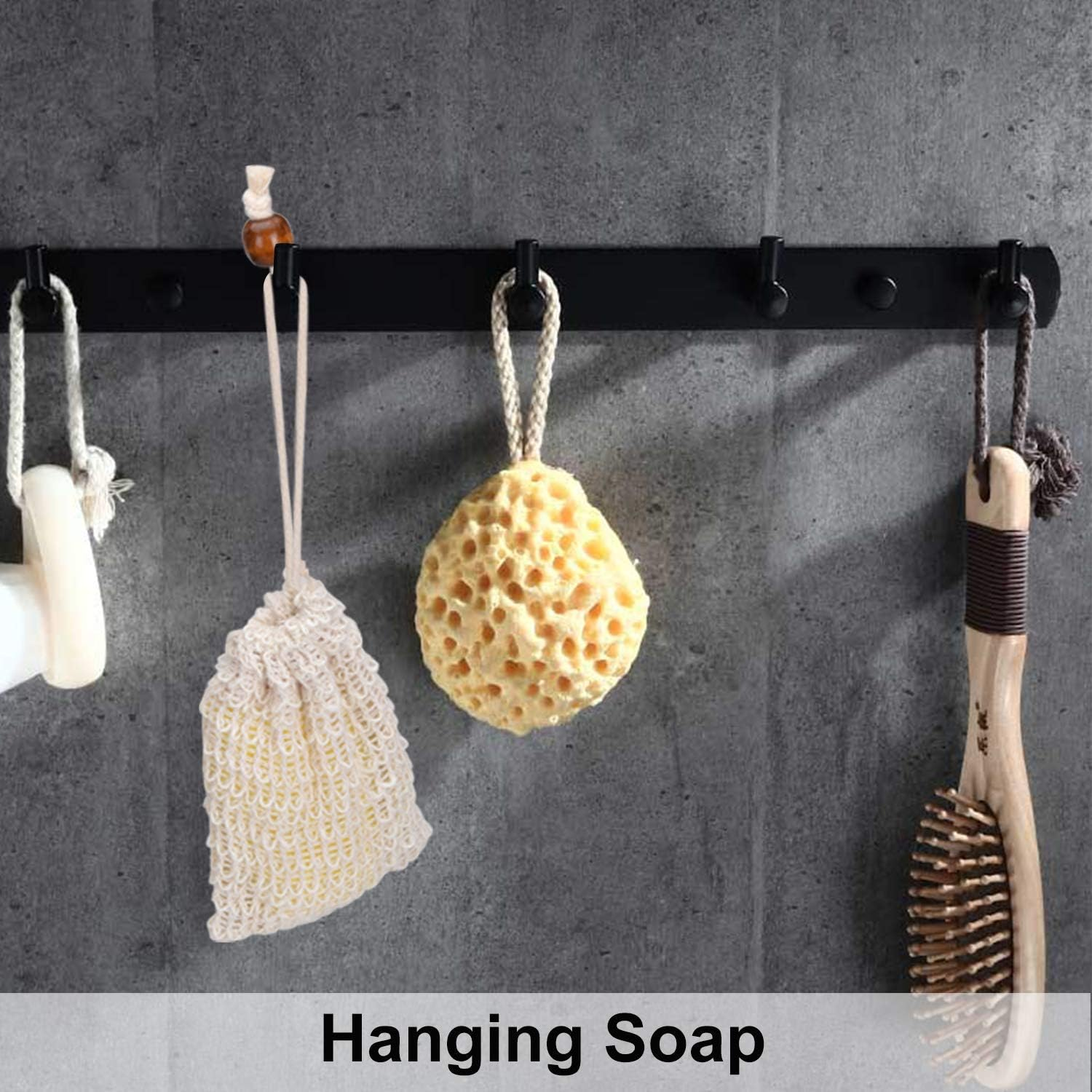 2 X Natural Soap Bags - Organic Bags Made of Sisal & Cotton - Soap Bags for Solid Shampoos & Soap Residues - for More Foam Building & Drying Soap - Natural Bag for Exfoliating and Massage image number 4