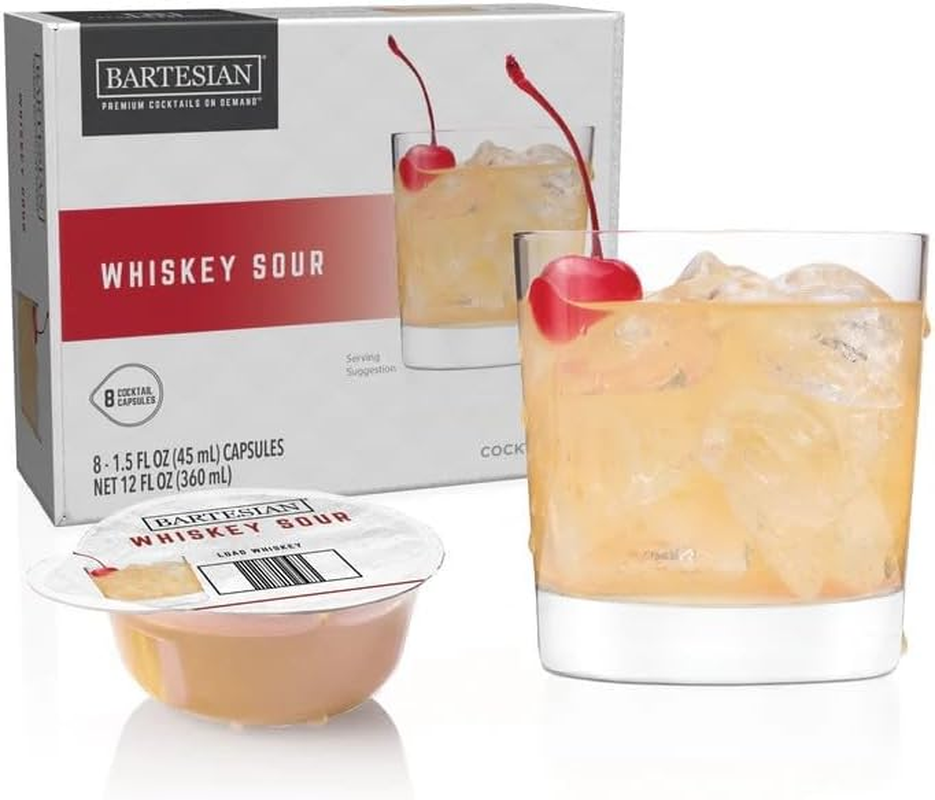 Bartesian Whisky Sour Cocktail Mixer Capsules for Cocktail Machine &ndash; Home Bar Mixology Cocktails Mix Pod Capsule Set to Use with the Bartesian Cocktail Drink Maker Machine &ndash; Pack of 8 image number 1
