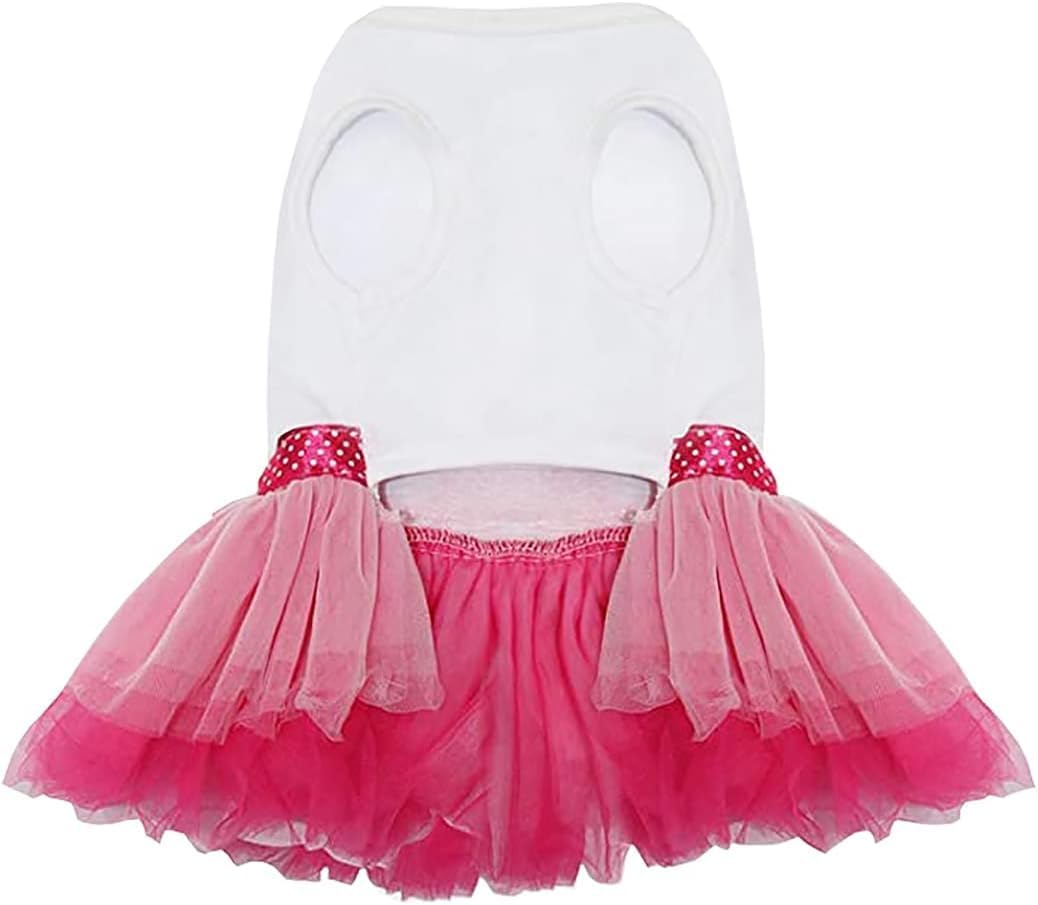 Dog Dress Luxury Puppy Skirt Dog Clothes Princess Dresses Wedding Evening Dress Skirt Red Lips Bowknot Dress for Small Dog Girl (Pink, S)