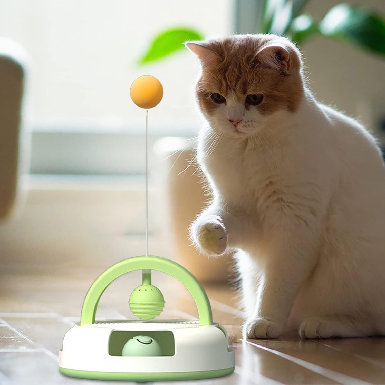 Interactive Cat Toys for Indoor Cats, Auto Rotating Non-Electric Kitten Stick Toy with Catnip Ball Bell, Cat Teaser Toy Ball and Bell Kitten Playing Training Indoor Imtrub image number 1