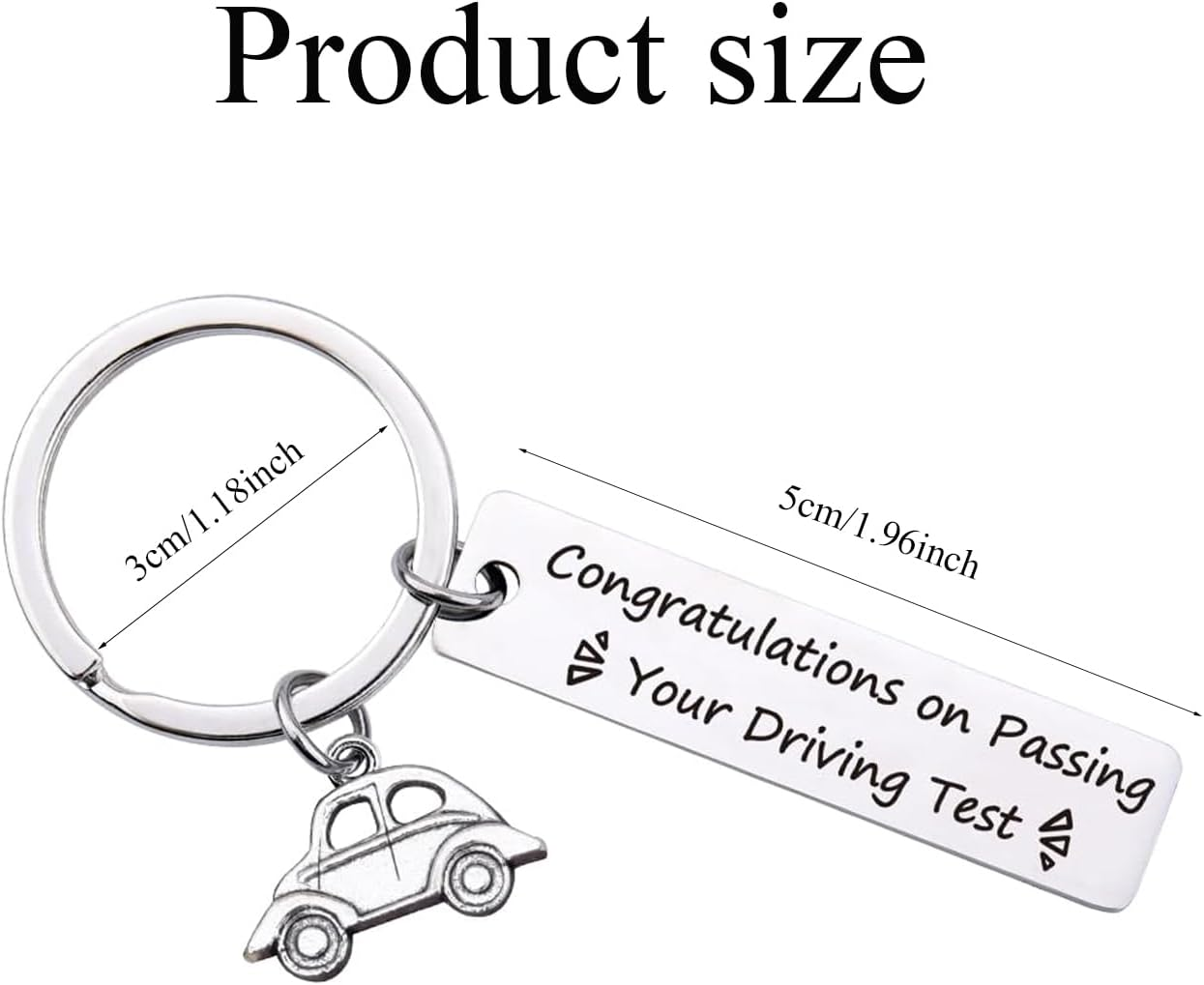 Stainless Steel Keychain, New Driver Gifts, Congratulations on Passing Driving Test Keychain for Teen Girls and Boys image number 6