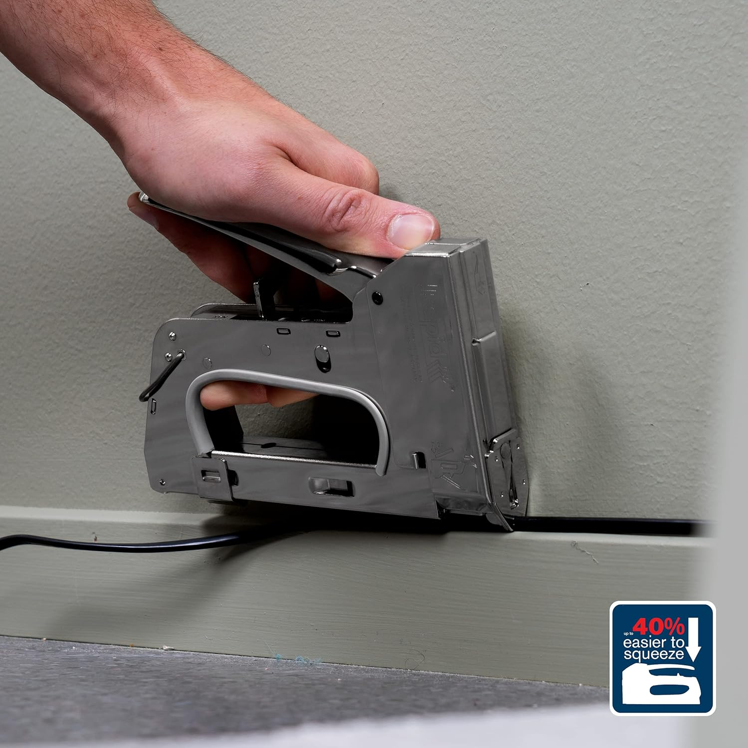 Rapid Heavy Duty Manual Staple Gun PRO R28 for No. 28 Staples, Cable Tacker with Easy-To-Squeeze Trigger, 3-Step Force Adjuster, and All-Steel Casing and Wear Parts, Made in Sweden (20511710) image number 3