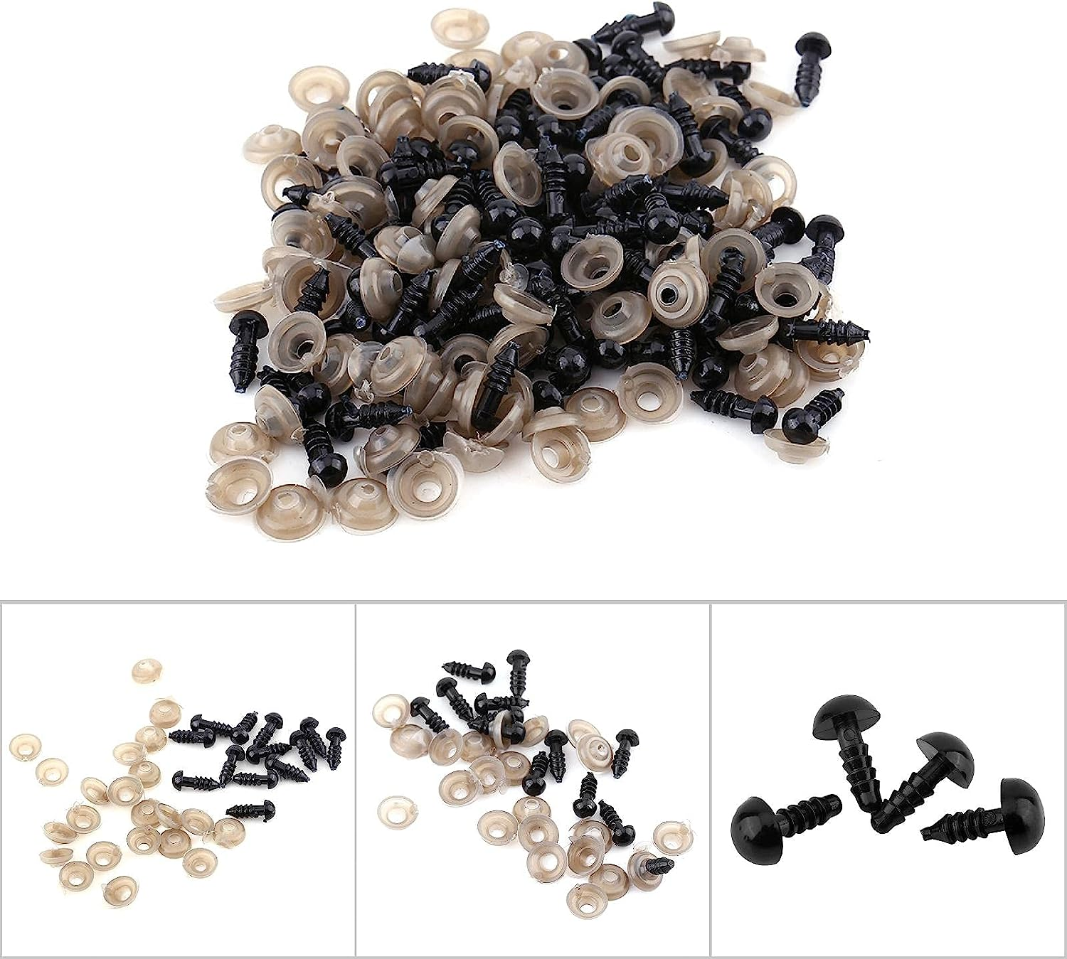 Safety Eyes, 100Pcs Stuffed Animal Eyes Plastic Craft Crochet Eyes Bear Crochet Toy for DIY of Puppet, Bear, Toy Doll Making Supplies, Various Sizes(12Mm) image number 2