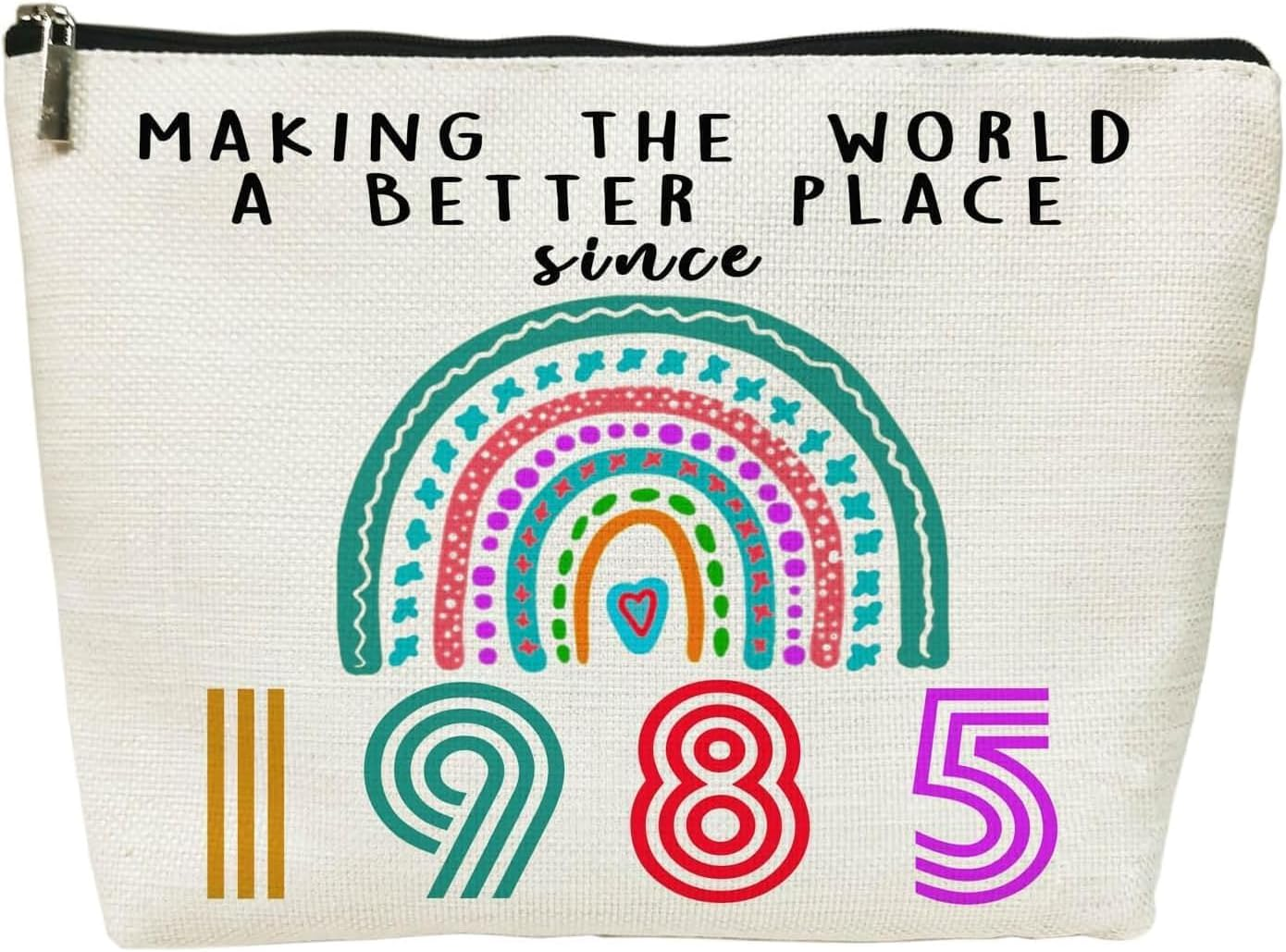 Reversible Printed Rainbow Makeup Bag Waterproof,-&ldquo;Anticipation Is the Most Beautiful Joy&rdquo;-Best Gifts for Women 40Th Birthday