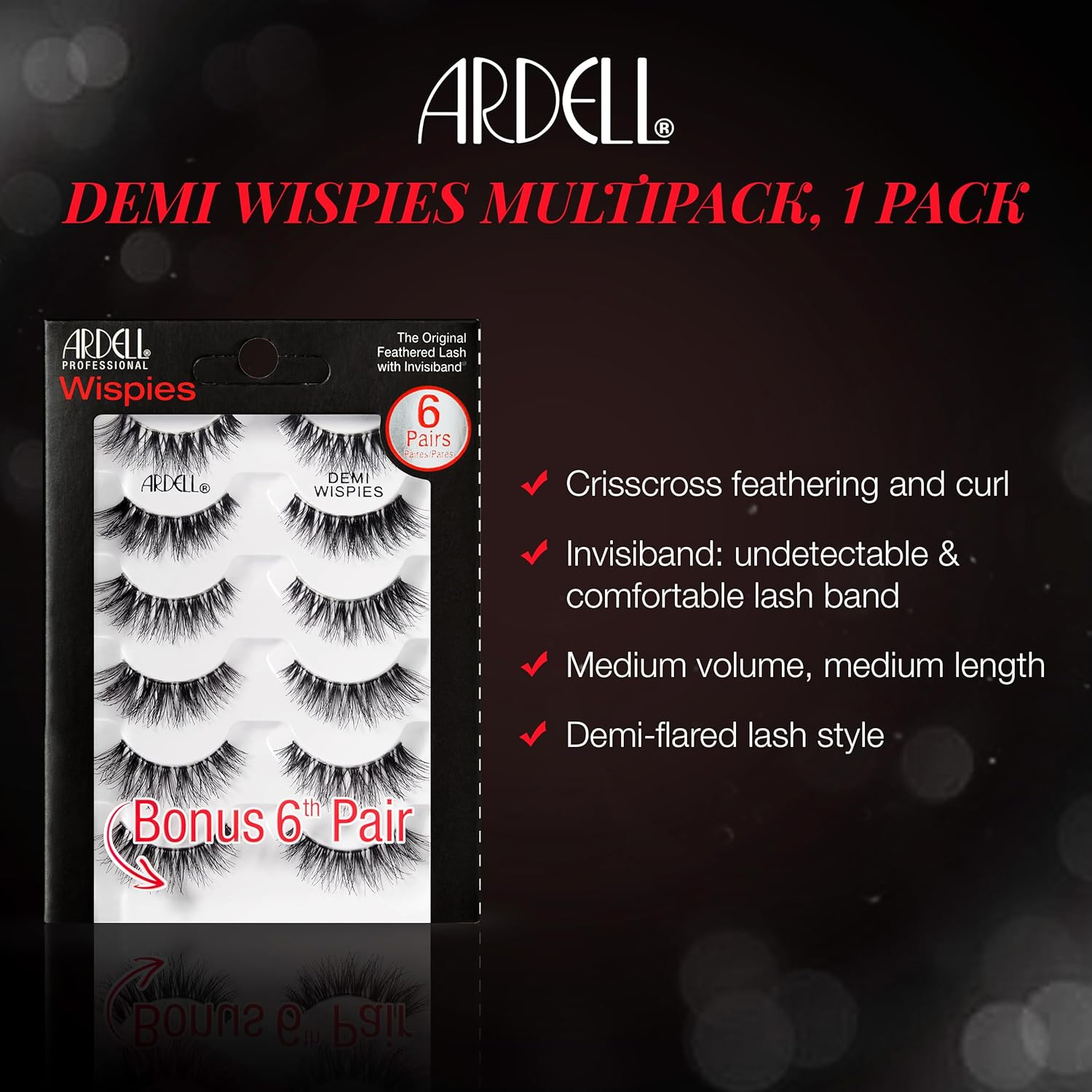 Ardell Demi Wispies - Black, the Original Feathered Lash with Invisiband, 6 Pairs, 1-Pack image number 1