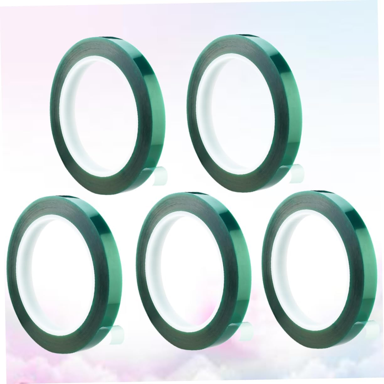5Pcs Car Tape Pet Adhesive Tape for Spray Paint Plating Circuit Board Shielding Green High Temperature Resistant image number 3