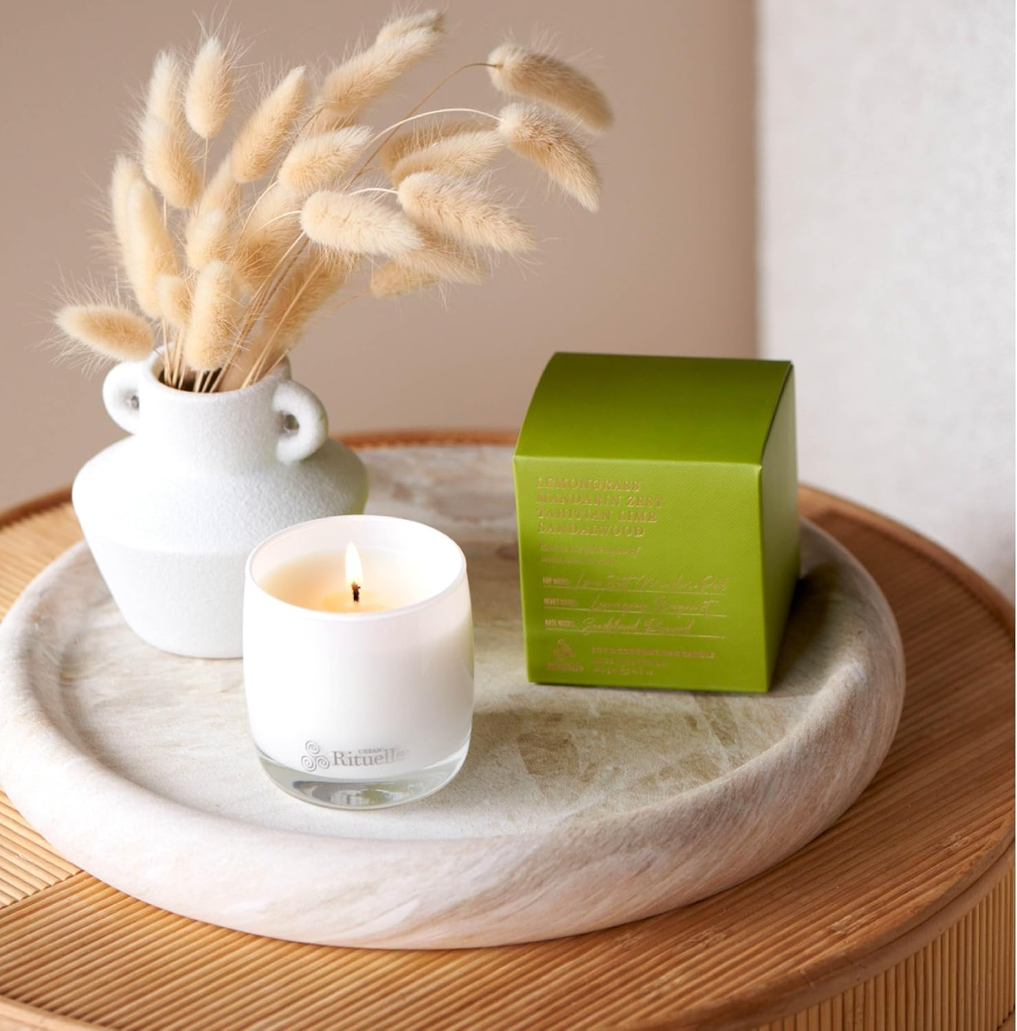 Urban Rituelle Apotheca Scented Soy Candle, 140G - Lemongrass, Mandarin Zest, Tahitian Lime & Sandalwood, Crafted with Soy & Coconut Wax, Fresh, Citrusy & Warm Aroma with Natural Fibre Wick image number 3