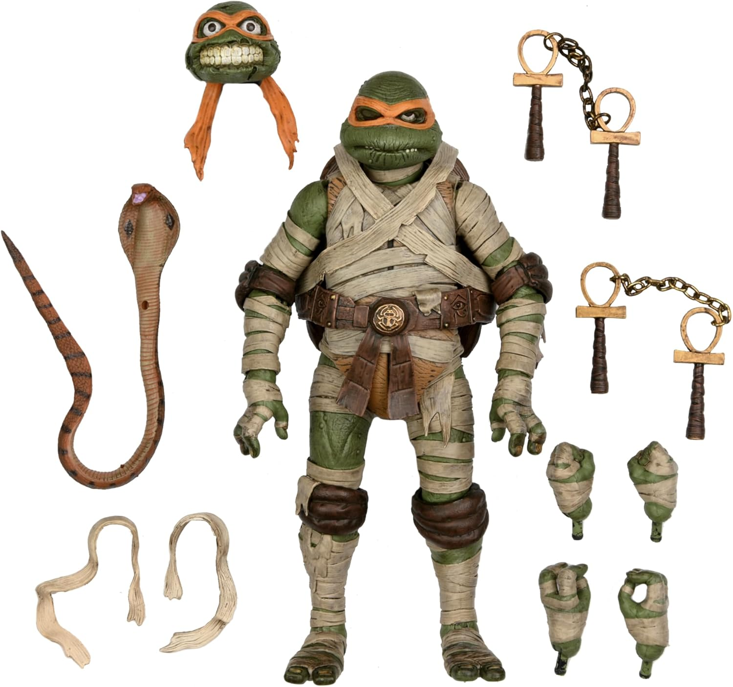 NECA Ultimate Michelangelo as the Mummy - 7" Action Figurine - Teenage Mutant Ninja Turtles X Universal Monsters - Collectibles image number 5