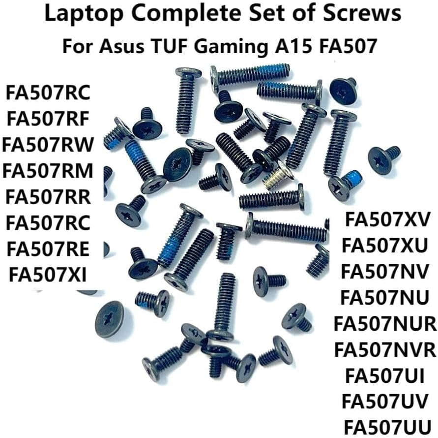 HSSDTECH Complete Laptop Screw Set for Asus TUF Gaming A15 FA507 F15 FX507 FA507RC FA507RF FX507ZC FX507ZE FX507VI FX507ZI FX507ZU Replacement Screw Kit for Laptop Repair