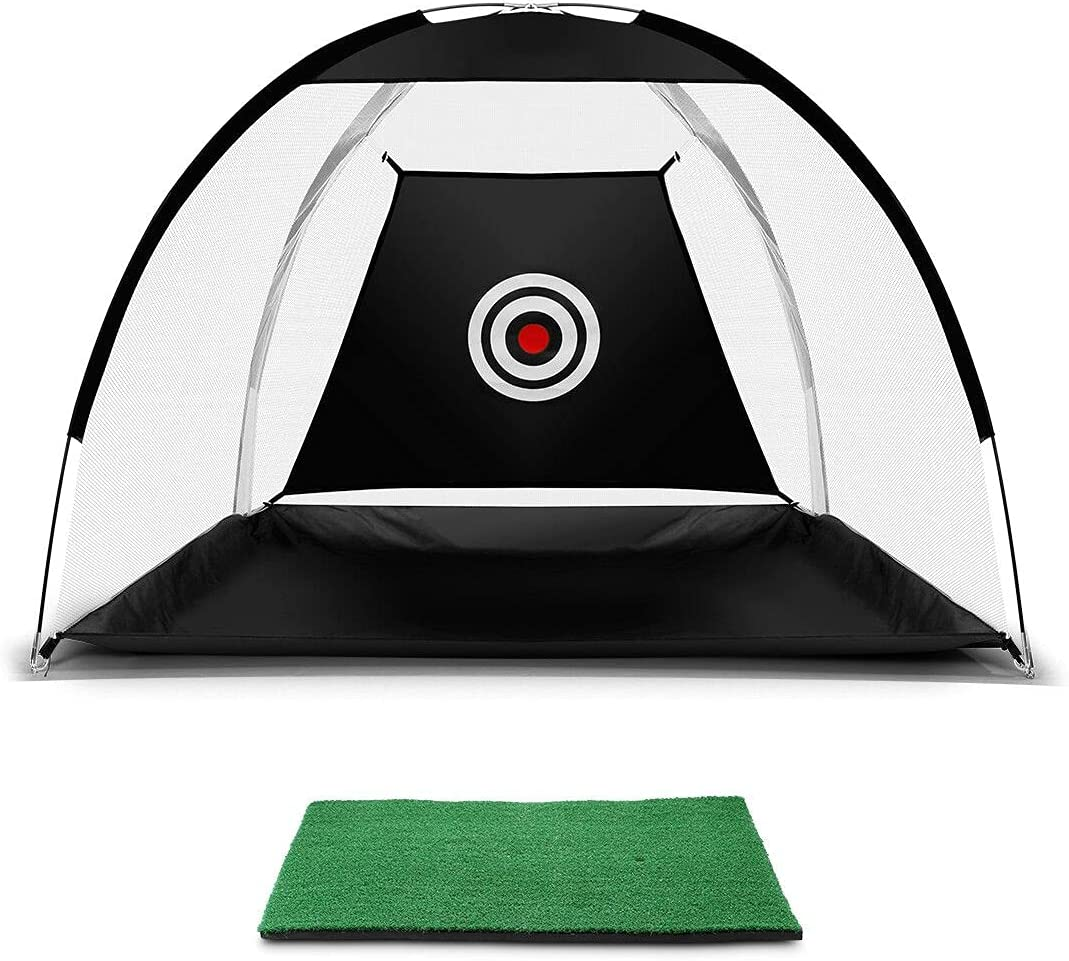 3M Golf Practice Net Hitting Chipping Training Aid Cage for Home Backyard Indoor Outdoor,Black