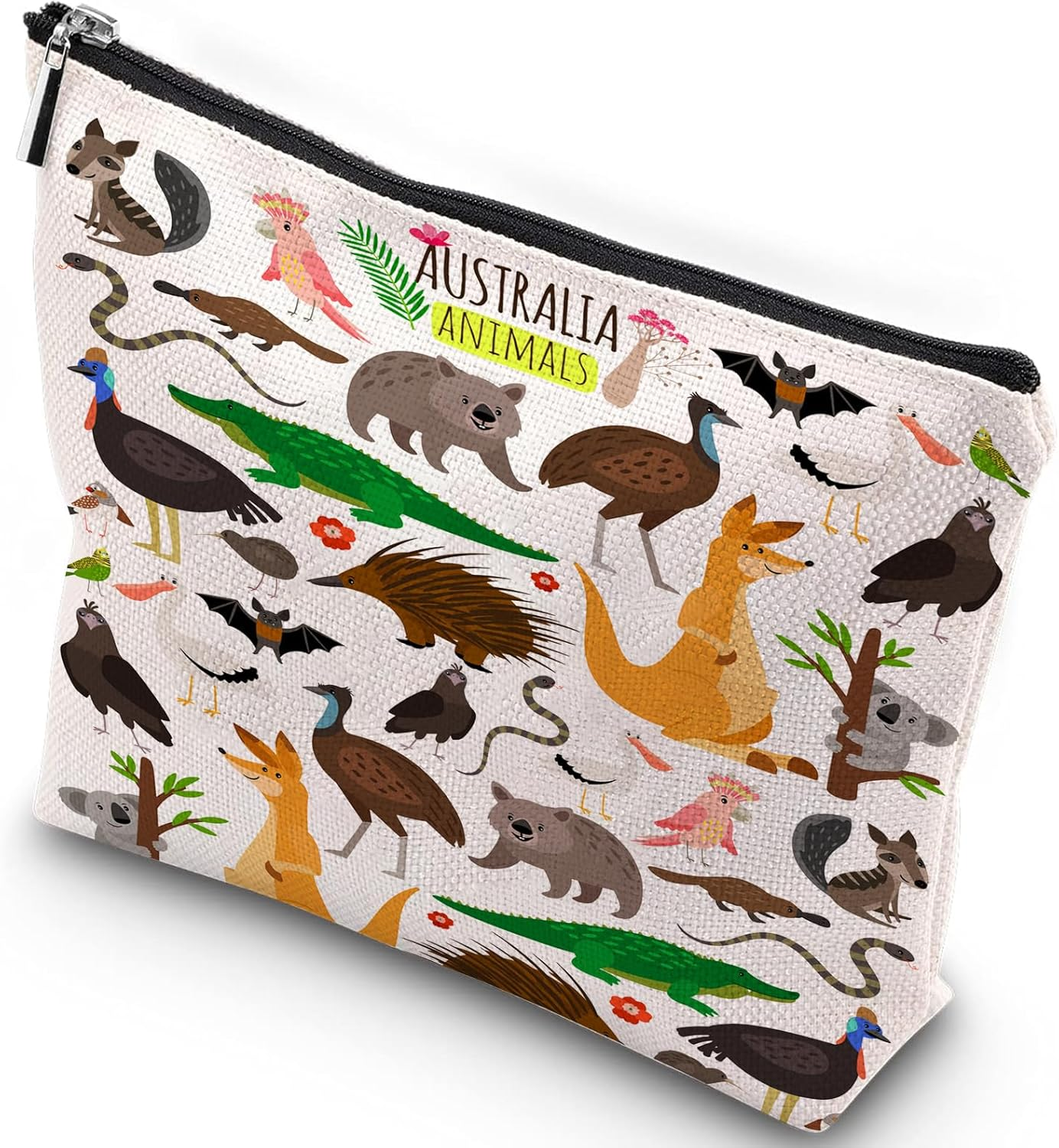 Australian Animals Cosmetic Bag Kangaroo Koala Lover Gift Platypus Crocodile Makeup Bag for Animal Lover (Animals Makeup Bag) image number 5