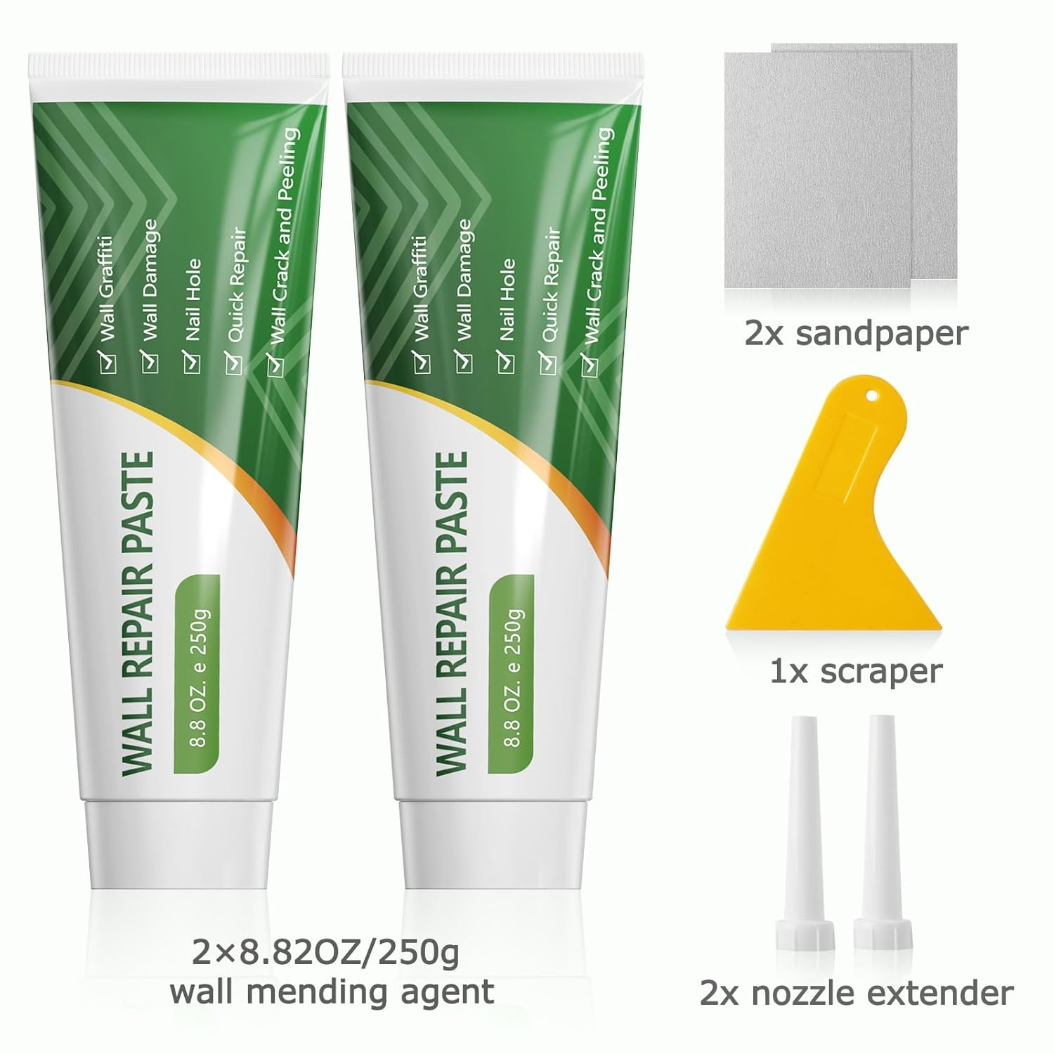 Wall Repair Agent Total 500G,Wall Repair Paste Kit,Wall Hole Filler, Mending Agent,Drywall Patch for Screw Hole,Wall Crack Stain Peel