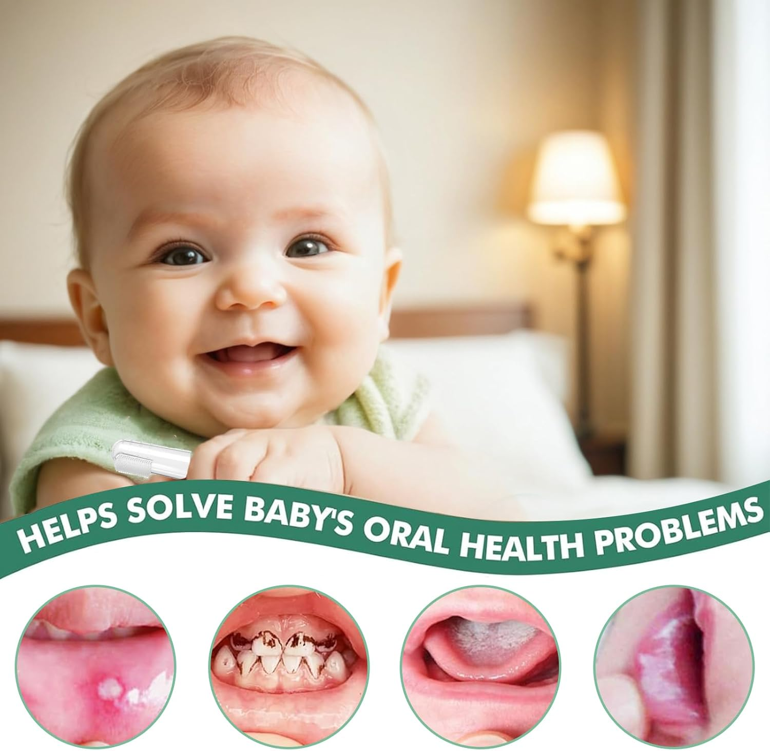 4-Pack Baby Finger Toothbrushes for Teething Training, Silicone Oral Cleaning Brushes with Storage Case - Infant and Toddler Gum Massage Tools