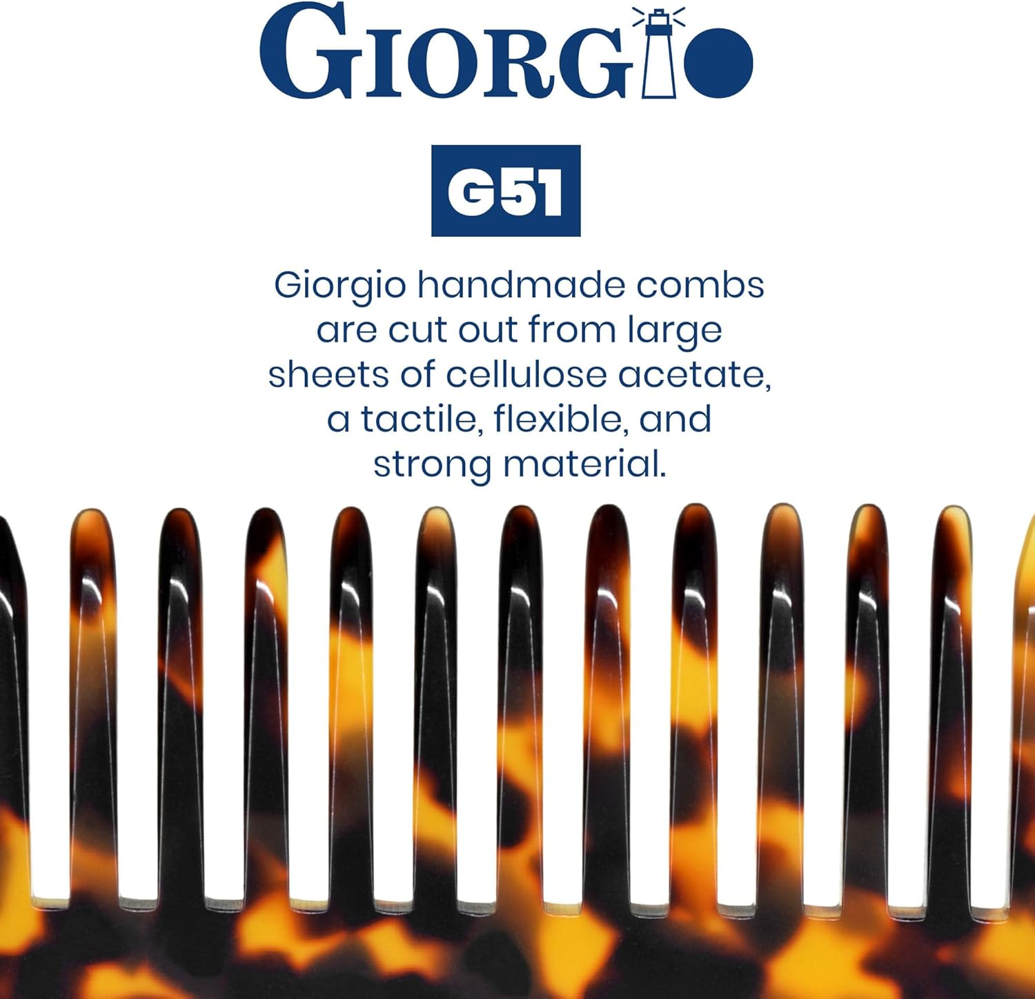 Giorgio G51 TY Small Travel Purse Hair Detangling Comb, Wide Teeth Pocket Comb for Thick Curly Wavy Hair. for Wet and Dry Everyday Care. Handmade of Cellulose, Saw-Cut Hand Polished image number 2