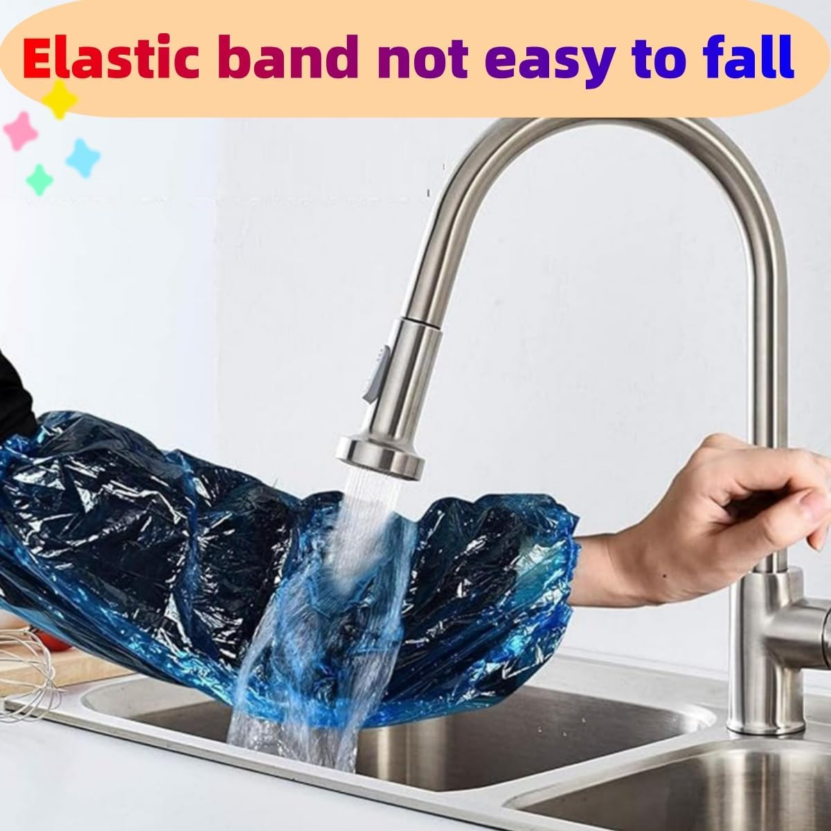 KLHCDUO 100PCS Oversleeves Protector Oversleeves with Elastic on Cuff,Arm Sleeves Covers Waterproof Durable Pe(Blue)