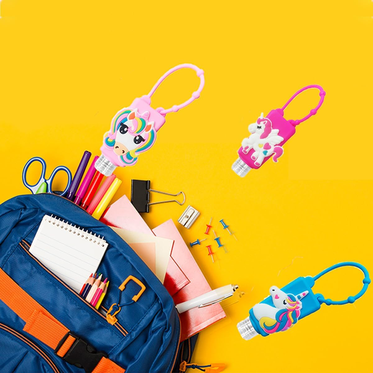 Color Land 4Pcs Unicorn Kids Empty Travel Bottles for Toiletries Detachable Hand Sanitizer Holder with Silicone Case Leak Proof Travel Size Cartoon Cute Essentials Toiletries Refillable Containers image number 2