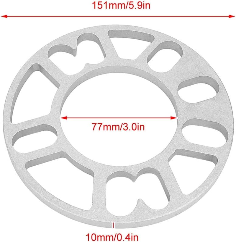 2 X 10Mm Aluminium Alloy Wheel Spacers Universal Fit 4/5 Bolt Wheel Discs Ideal for Preventing Tyre Abrasion Silver image number 4