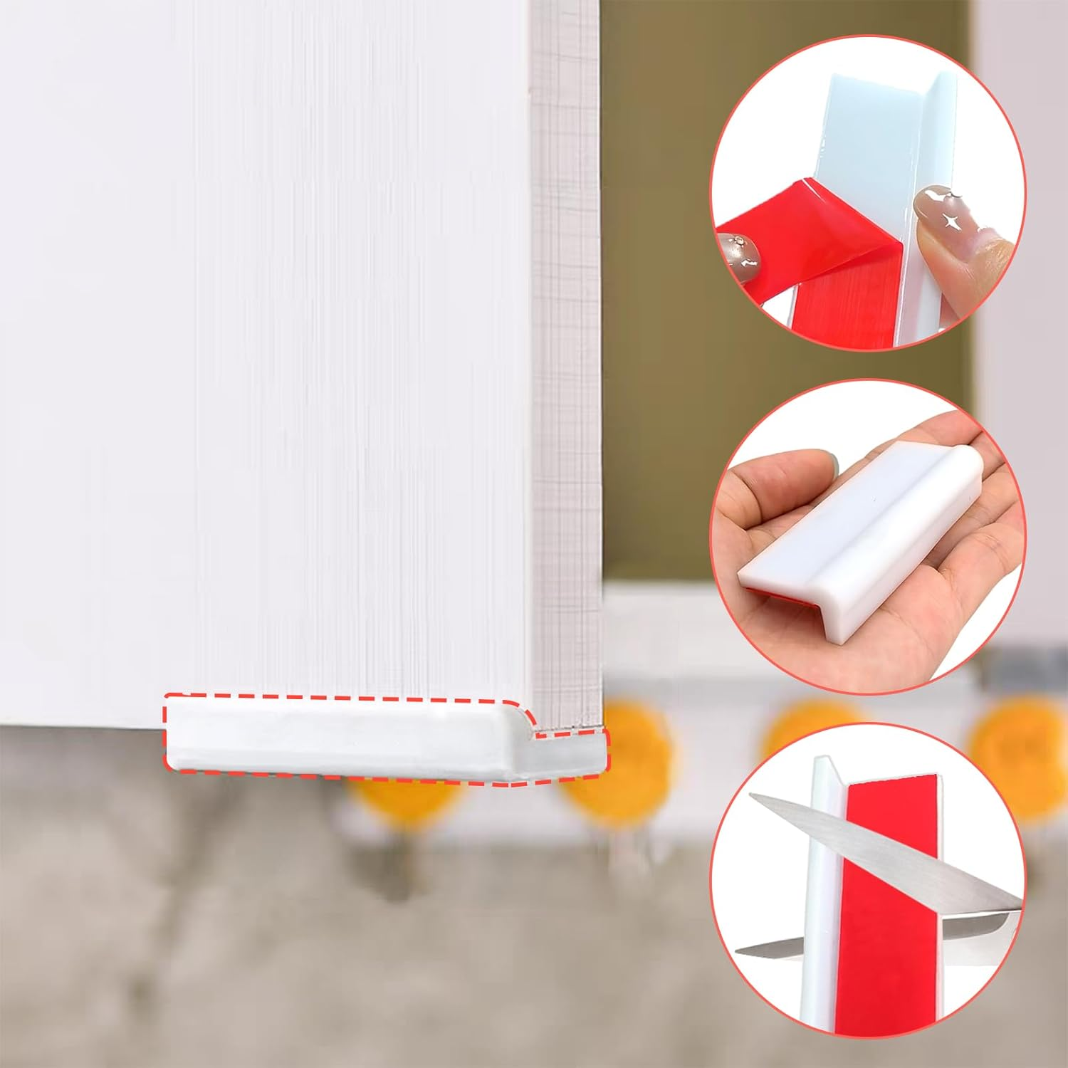 Edge Protector Block,Self-Adhesive Cabinet Door Corner,Thickened Rubber Edge Guard Safety Bumpers for Furniture,Night Stand,Wall（White 6PCS image number 2