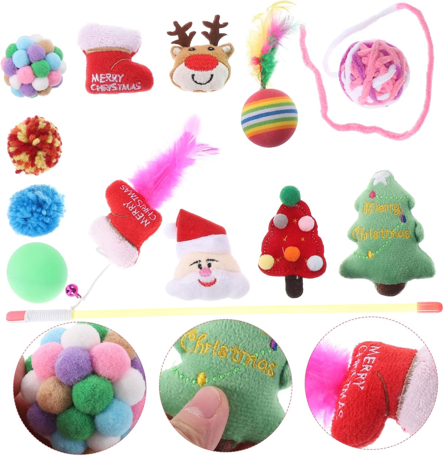 BUGUUYO 1Set Creative Christmas Themed Cat Teaser Toy Interactive Kitten Unique Design for Indoor Cats Relieves Stress and Encourages Playfulness image number 2