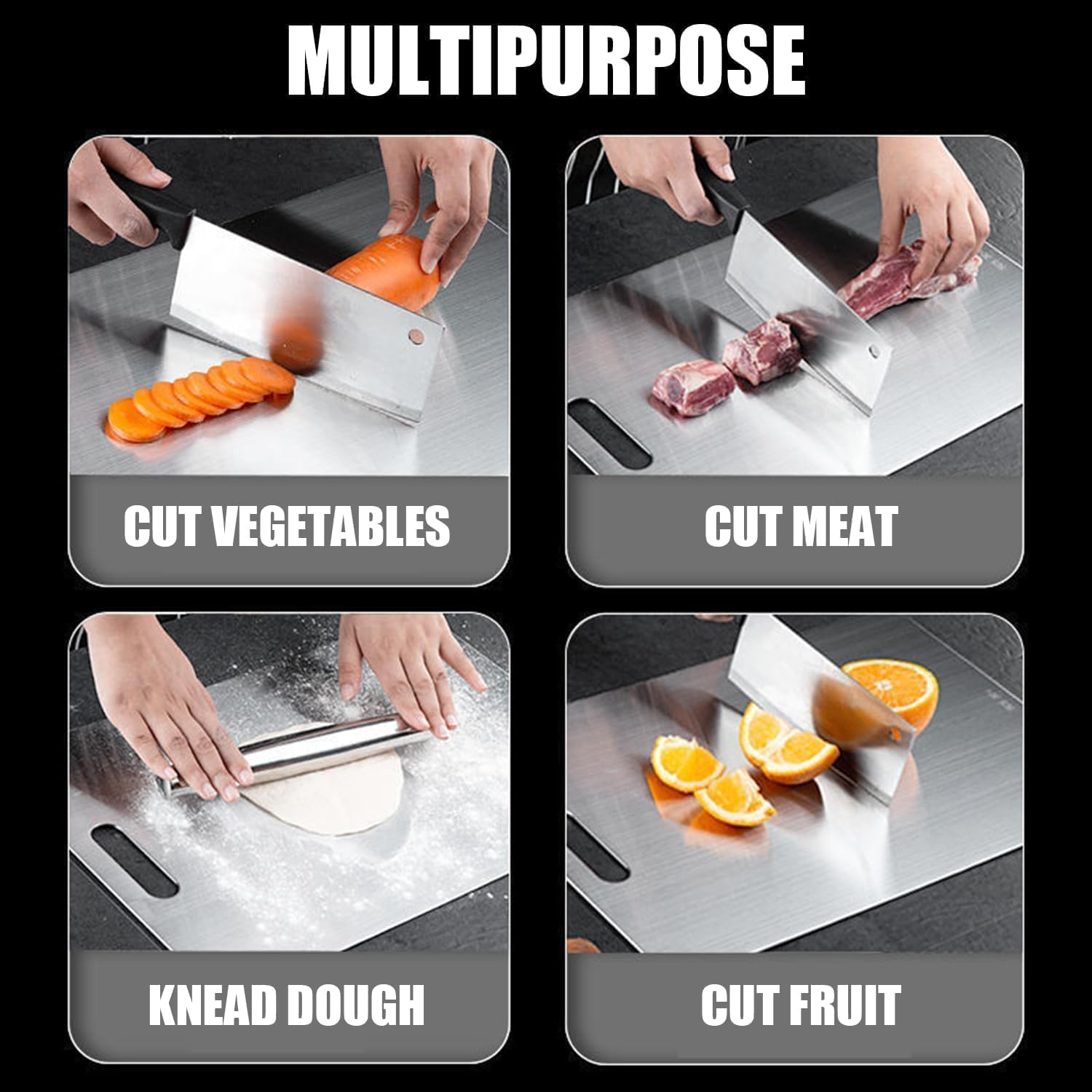 Titanium Cutting Board - 100% Pure Double Sided Mat for Kitchen - Cutting Edge Hygiene & Durability for Meat, Fruit & Vegetable (S)