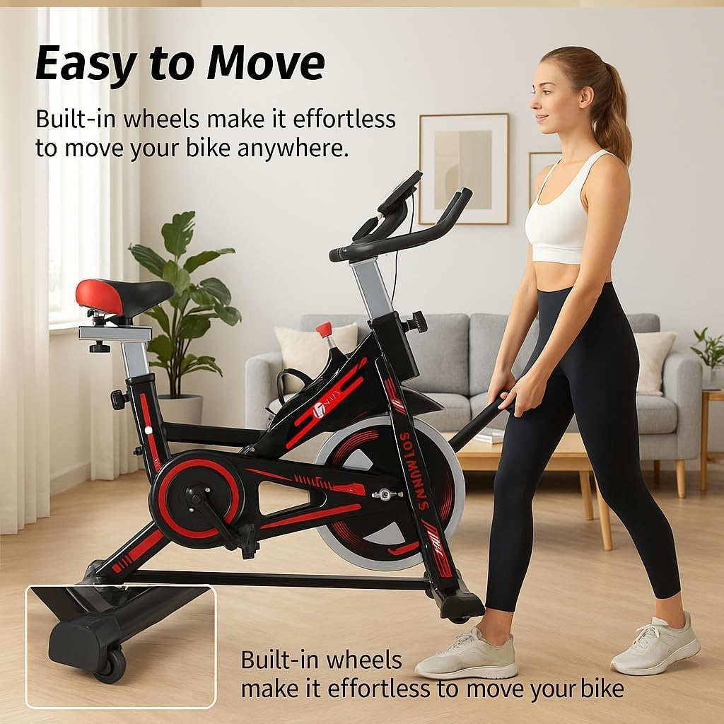 Hxgemu Magnetic Exercise Bike with APP, Stationary Bikes for Home, Ultra-Quiet Indoor Spin Bike with Heart Rate Monitoring & Smart Fitness App & Digital Display & 350 Lbs Capacity image number 1