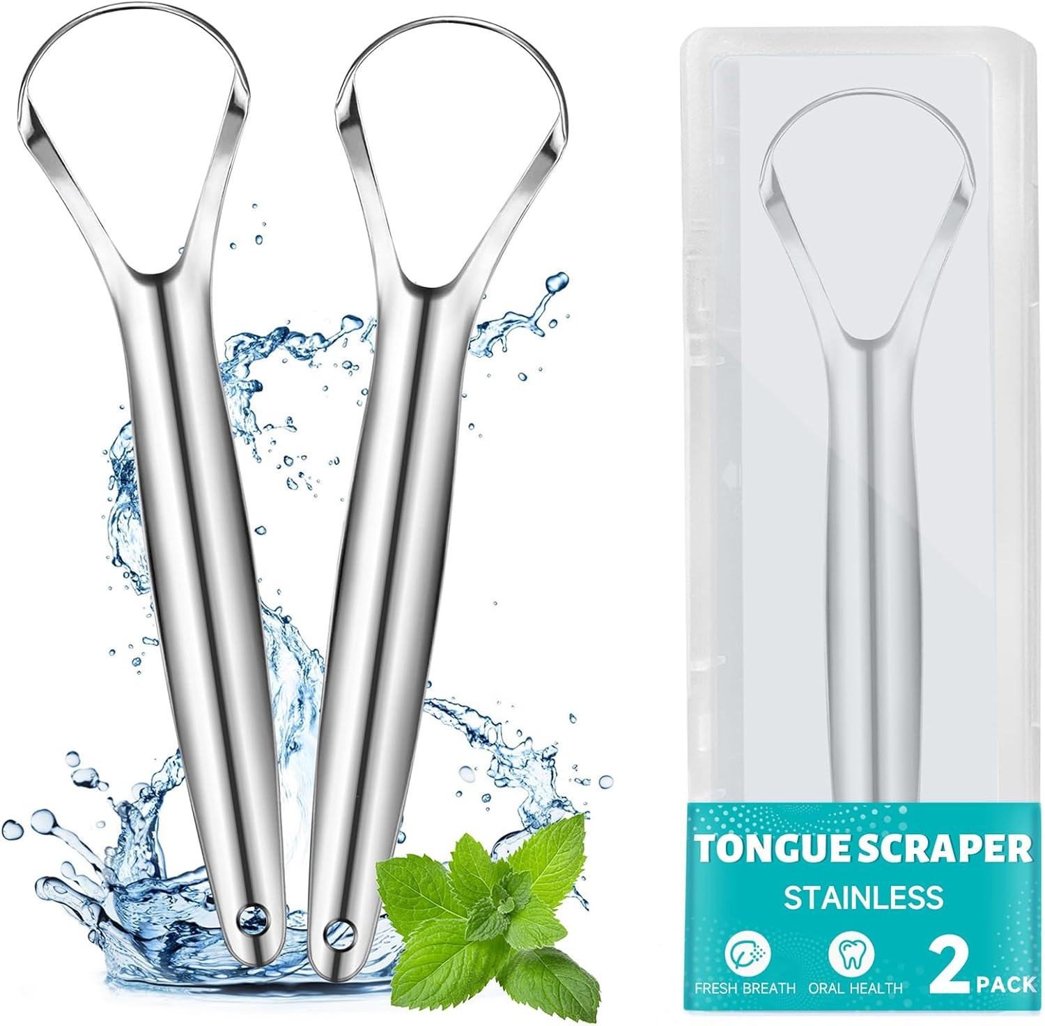 EZ COZY 2 Pack Tongue Scraper, Reduce Bad Breath, Stainless Steel Tongue Scraper for Adults, Metal Tongue Cleaner for Oral Care and Fresher Breath, Easy to Use Tongue Scraper with Case image number 6