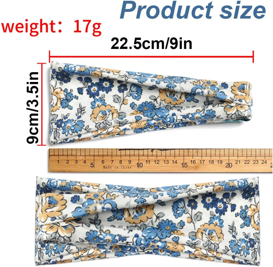 WUSJCOF Pack of 4 Women'S Hair Bands, Thin, Elastic, Soft Boho Headband, for Yoga, Cosmetics, Sports & Hair Accessories, Summer (7 Inches, Extra Wide) (Multi-Colour) image number 3