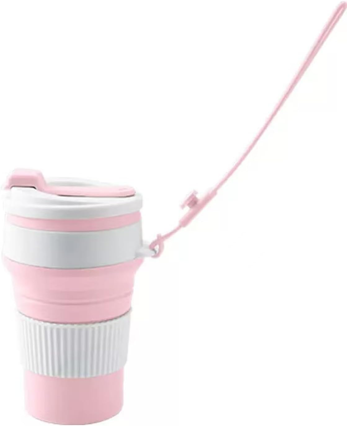 HAOQYUYN Silicone Folding Coffee Cup, Water Cup, Juice Cup, Foldable and Portable, Suitable for Hiking, Camping, Office | Lightweight, Heat-Resistant, Easy to Clean, Outdoor and Travel Cups (Pink)