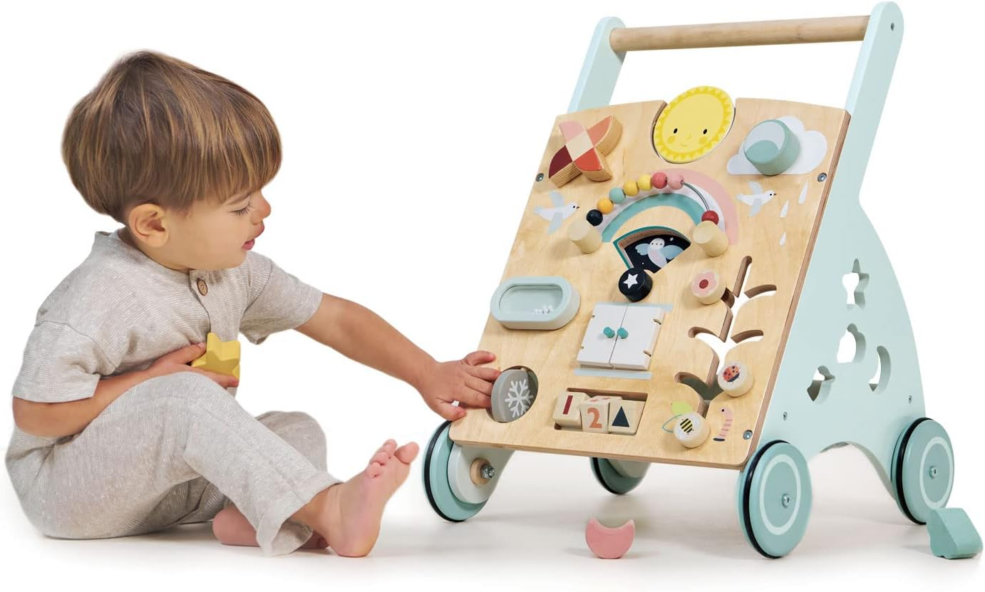 Tender Leaf Toys Sunshine Baby Activity Walker - Toddler Weather Play Board and Shape Sorter on Wheels image number 2