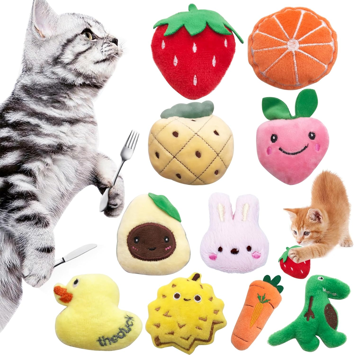 6Pcs Cat Catnip Toys with Bell for Indoor Cats Interactive Plush Stuffed Kitten Chew Bite Kick Toys Kitty Relieve Stress Cat Lovers Gifts