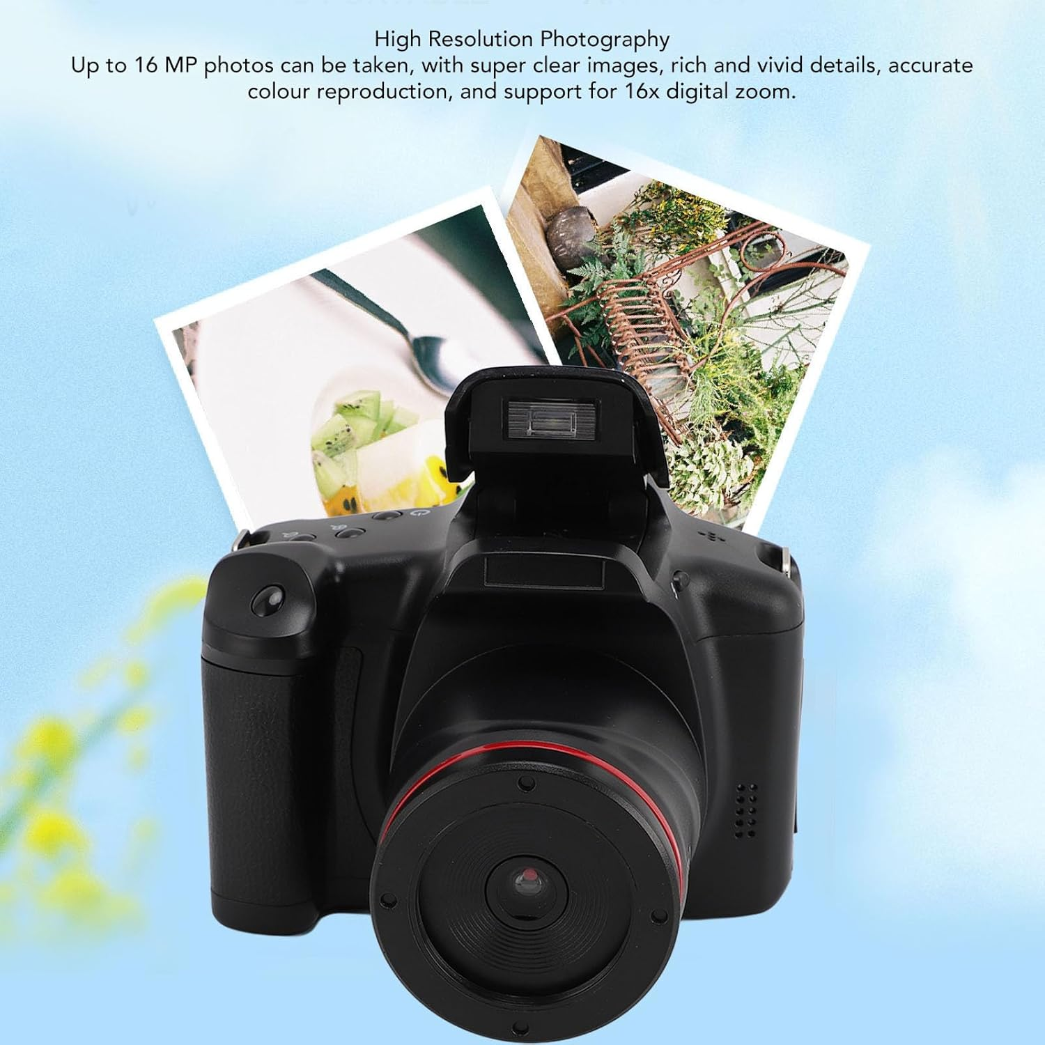 16MP Digital Camera for Photography, FHD 1080P Camera, 16X Digital Zoom Camera with 180 Degree Folding Screen, Portable Vlogging Camera for Kids and Teens image number 3