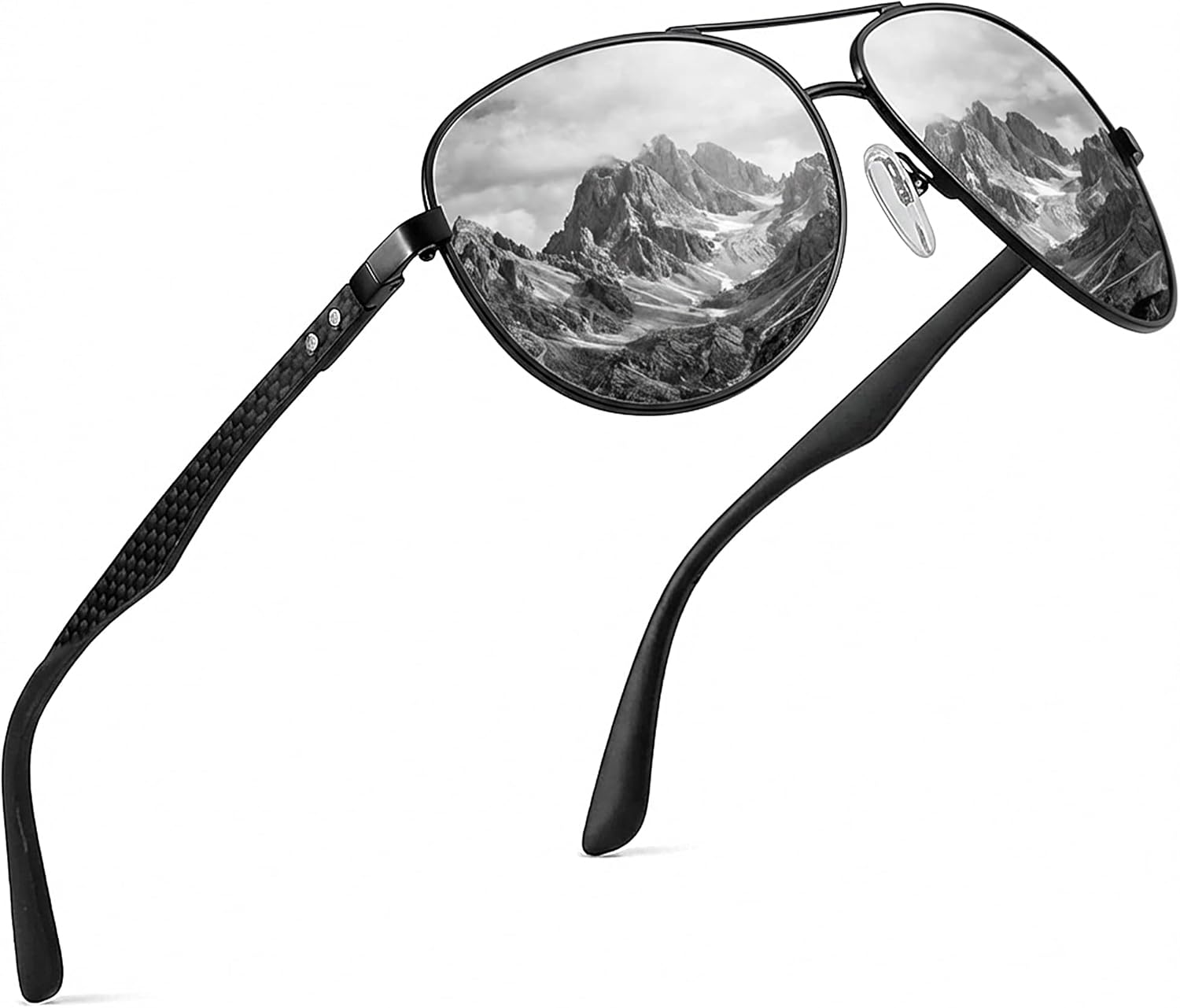 ZENOTTIC Polarized Aviator Sunglasses for Men and Women Carbon Fiber Temple Pilot Sun Glasses with Mirrored Lens UV Protection