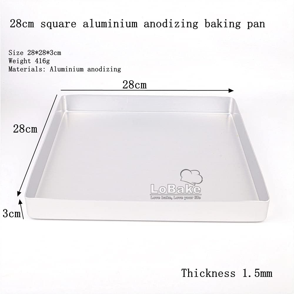 Lobake 28Cm Square Aluminium Alloy Nonstick Coating Leaky Baking Pan Biscuit Cookie Holder Bakery Oven Tray Steaming Tools DIY Bakeware (Aluminium Plain) - Aluminium Leaky image number 5
