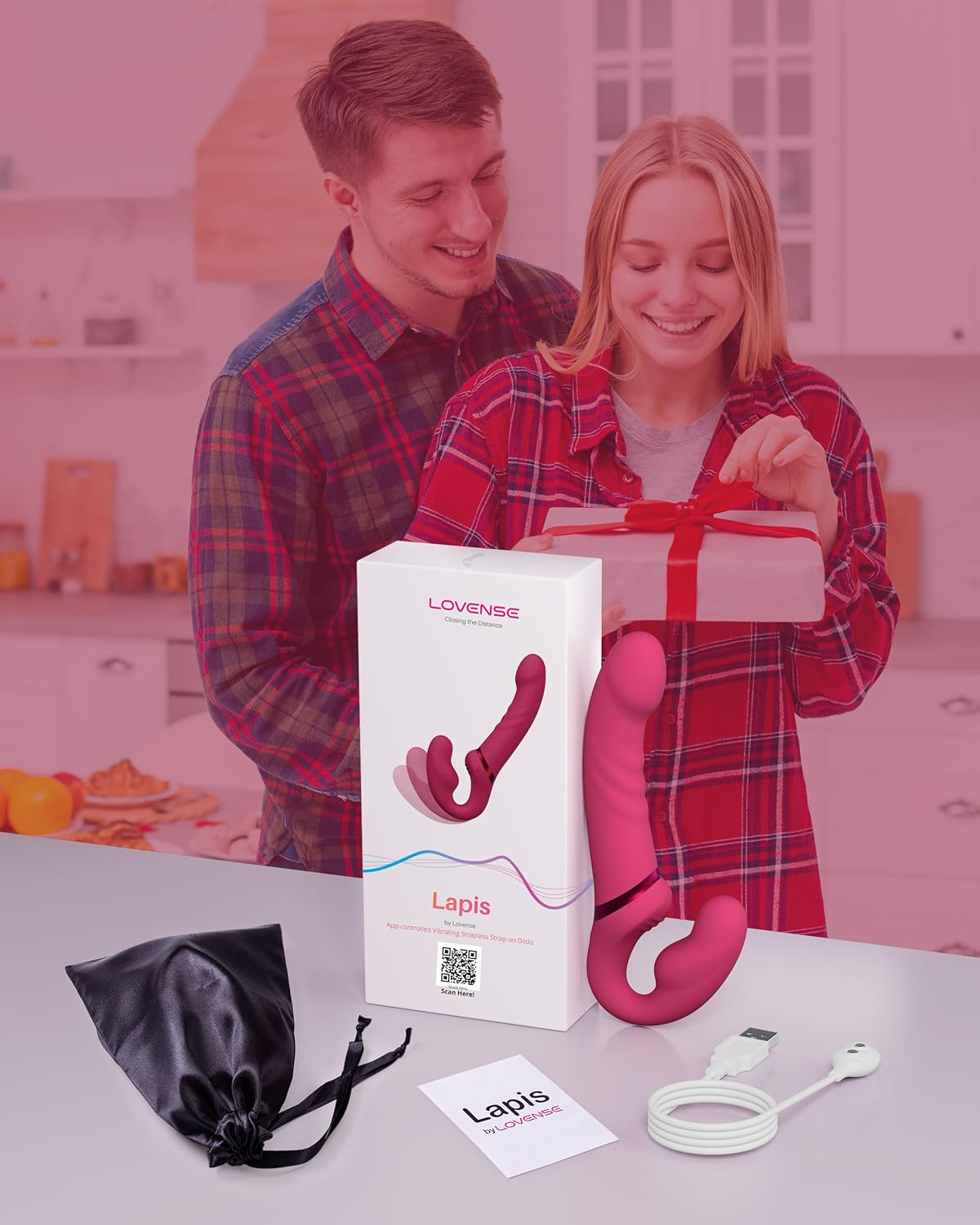 LOVENSE Lapis Strapless Strap on Dildos G-Spot Dildo Vibrator with Flexible Bulb Clitoral Stimulator Vibrating Butt Plug Remote Control Adult Sex Toy for Women Lesbian Couple image number 1